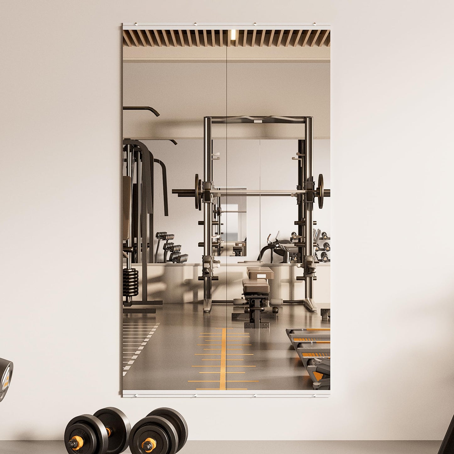 TETOTE Home Gym Mirror for Wall 56" x 16" - 2PCS Large Frameless Tempered Glass Workout Exercise Fitness Mirror for Home Gym, Garage, Dance Studio, Yoga, Bedroom, Living Room