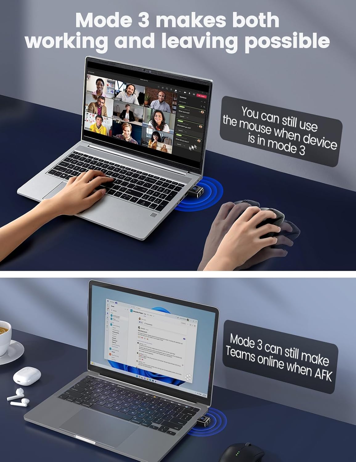 meatanty Metal USB-C Tiny Mouse Jiggler, Mouse Mover Undetectable, Automatic Shaker with Separate Mode and ON/Off