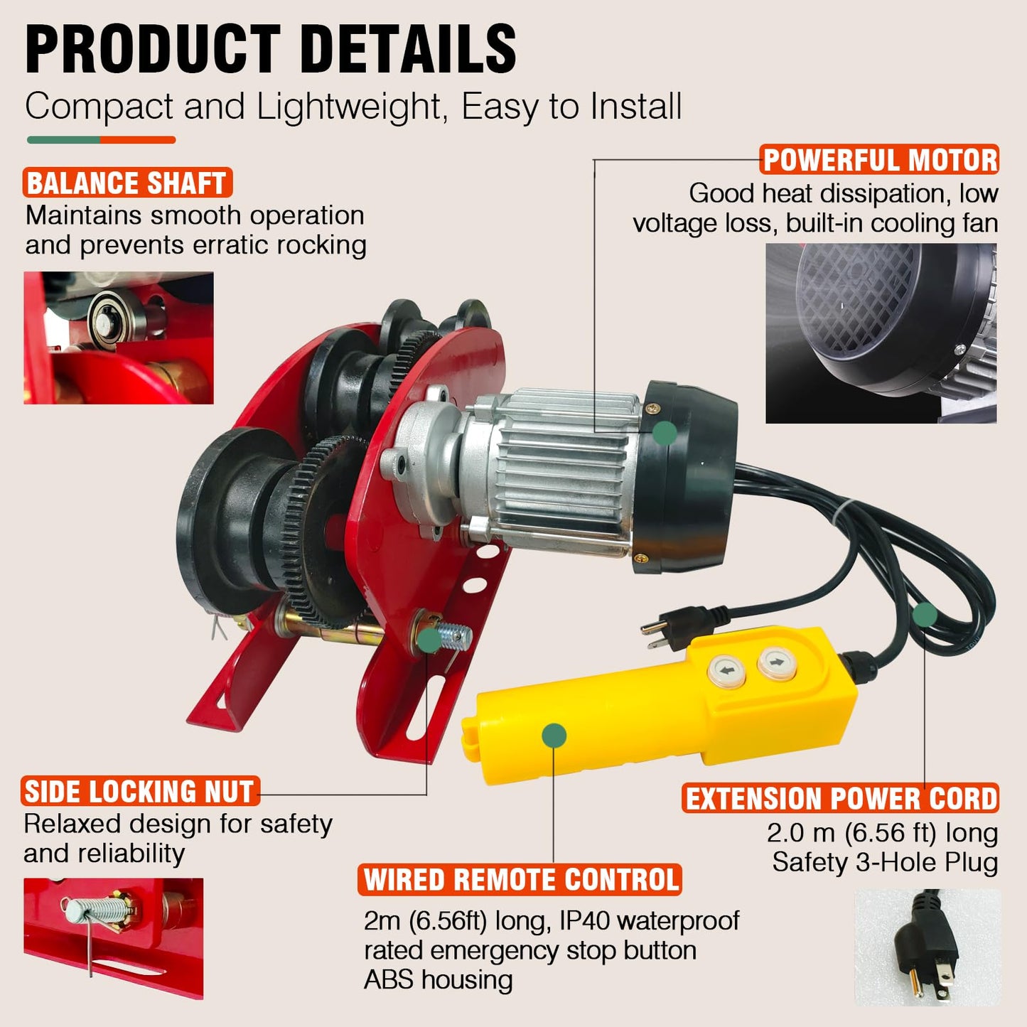Dremvoist Electric Trolley for Power Hoist, 1 Ton 2204 LBS Electric Hoist Trolley, 2.68"-4.33" Adjustable Beam Flange Width, for PA200-PA1000 Hoists Push Geared Overhead Crane Heavy Duty Wheels System
