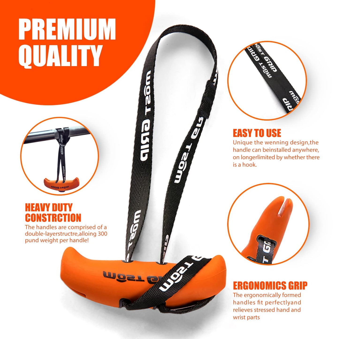 MOST GRIP Neutral Grip Pull Up Handles for Home Gym Workout, Ergonomic Pull Up Grips with Non-Slip for Pull Up Bar and T-bar Row