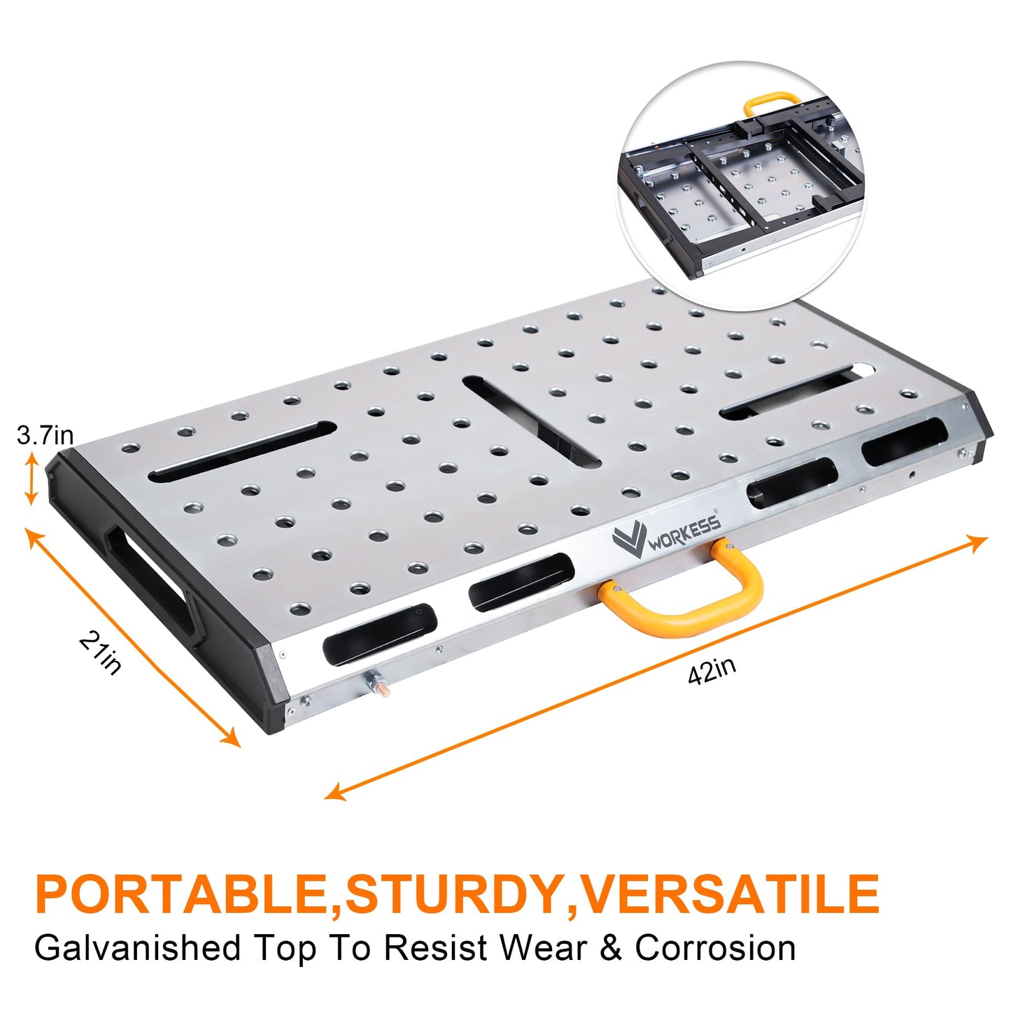 WORKESS Metal Welding Table Folding 1000 lbs Load Capacity Heavy Duty Steel Construction Workbench for Welding Adjustable 7 Level Height