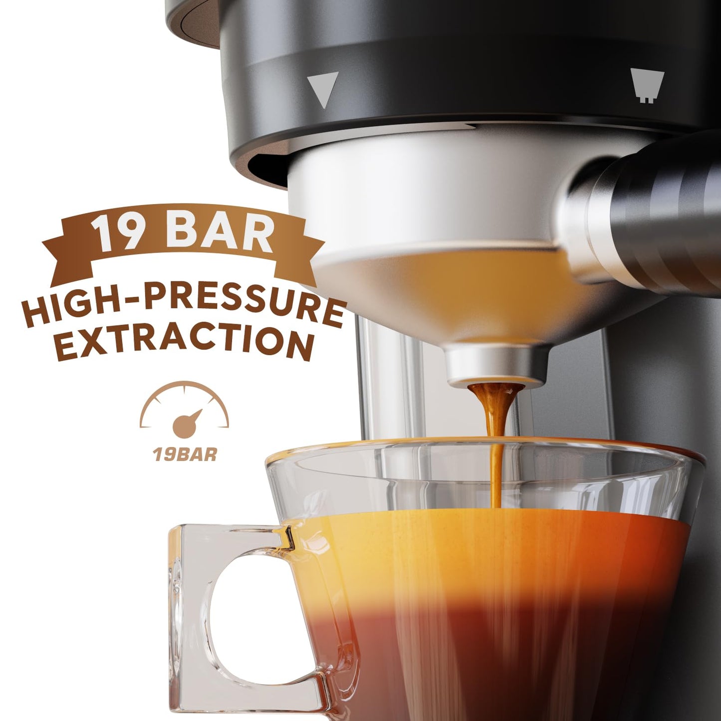 20 Bar Espresso Machine with Grinder & Steam Wand - Semi Automatic Coffee Maker, NTC Intelligent Temp Control, 58mm Stainless Steel Portafilter, One-Touch Panel for Home Barista (Removable Water Tank)