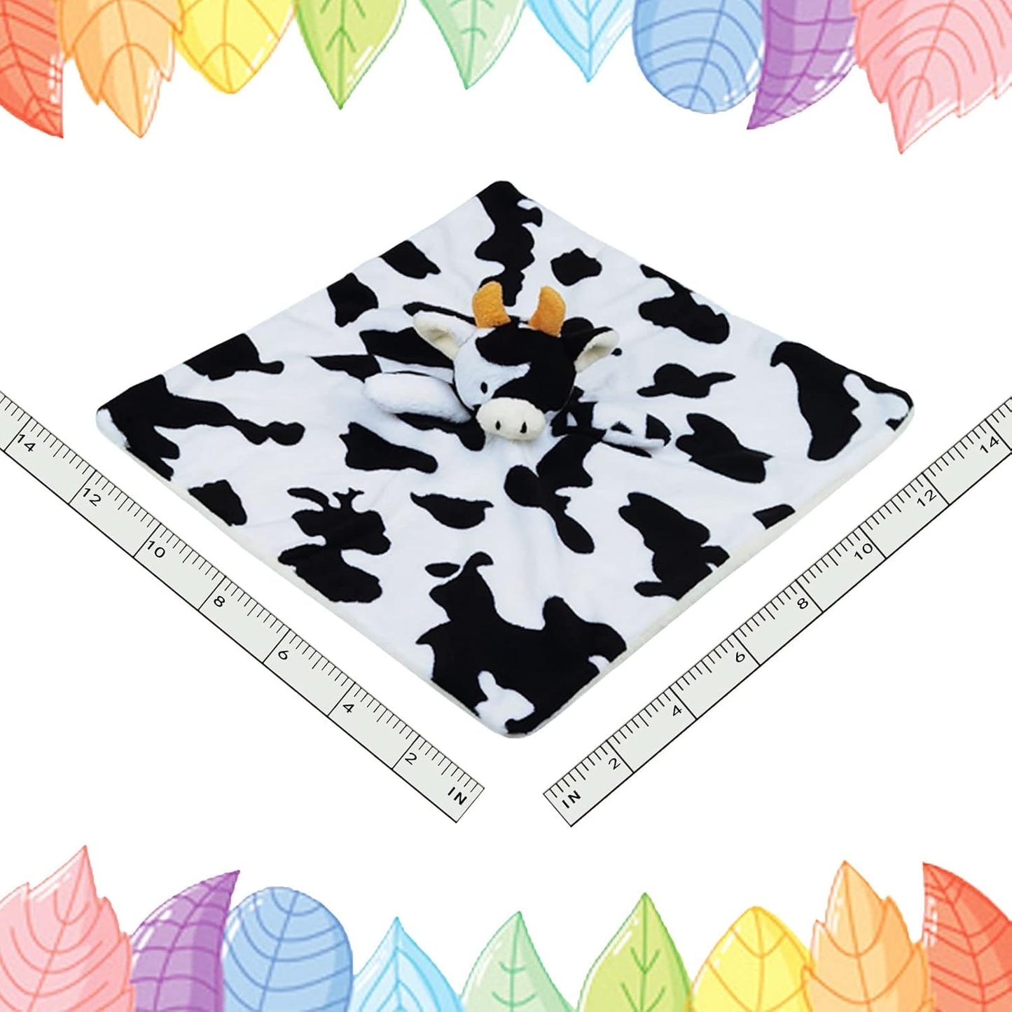 Skiennix Baby Cow Stuffed Animal Security Blanket - Plush Lovey for Newborns & Toddlers, 13 Inches, Orange Horns