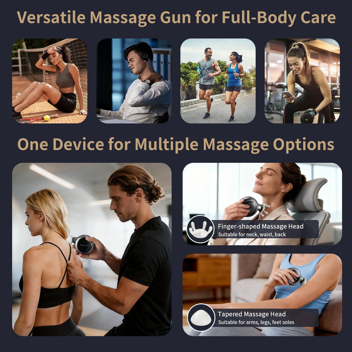 Fancy Home® Mini Massage Gun - Palm Sized Deep Tissue Massager Gun, Unique Small Hand Massager for Circulation, Cordless Powerful 3200 RPM | Ultra Quiet | Travel Friendly & Gift Ready （Black Grey）