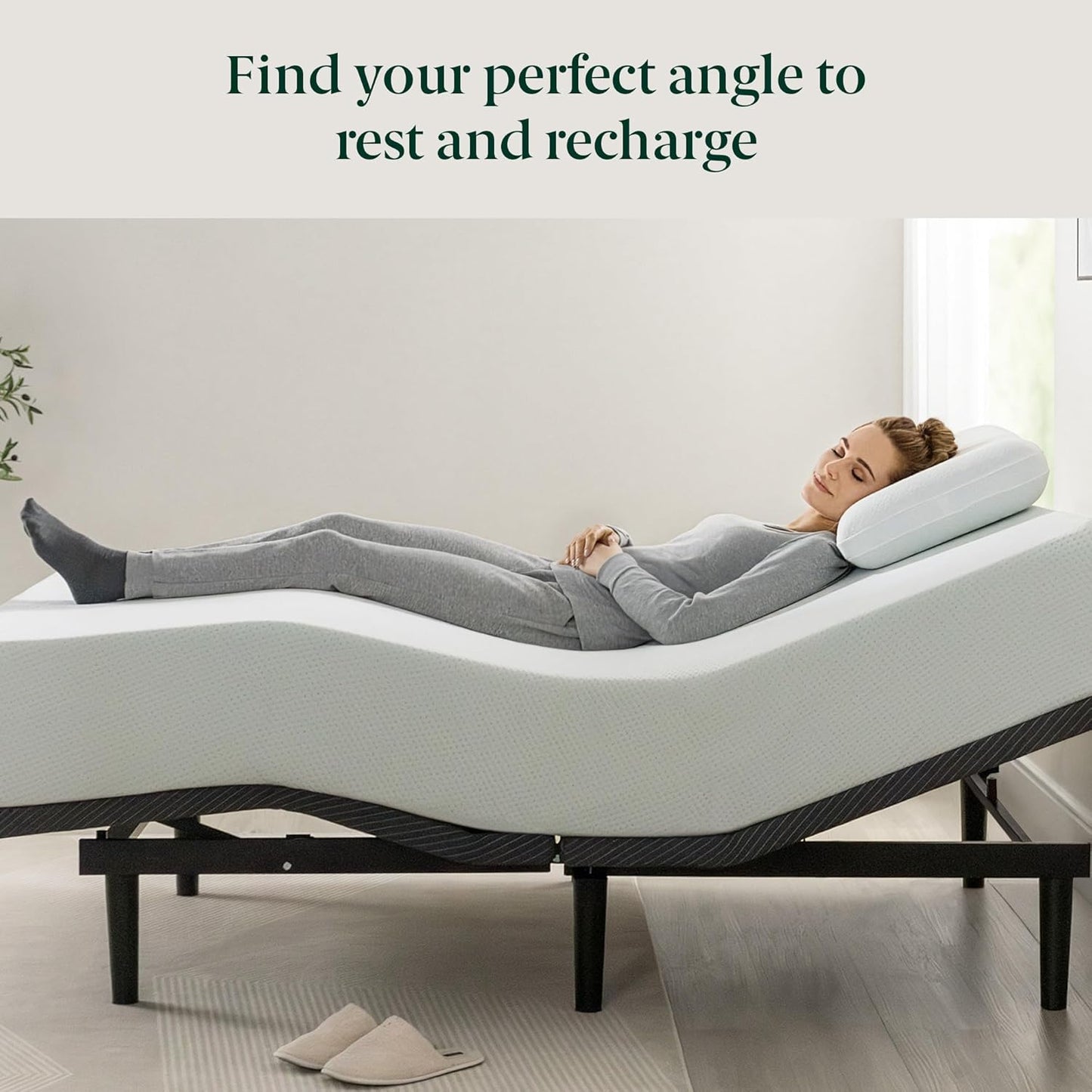Zinus Nadia Adjustable Bed Frame - Electric Reclining Platform Base with Wireless Remote | Queen Size