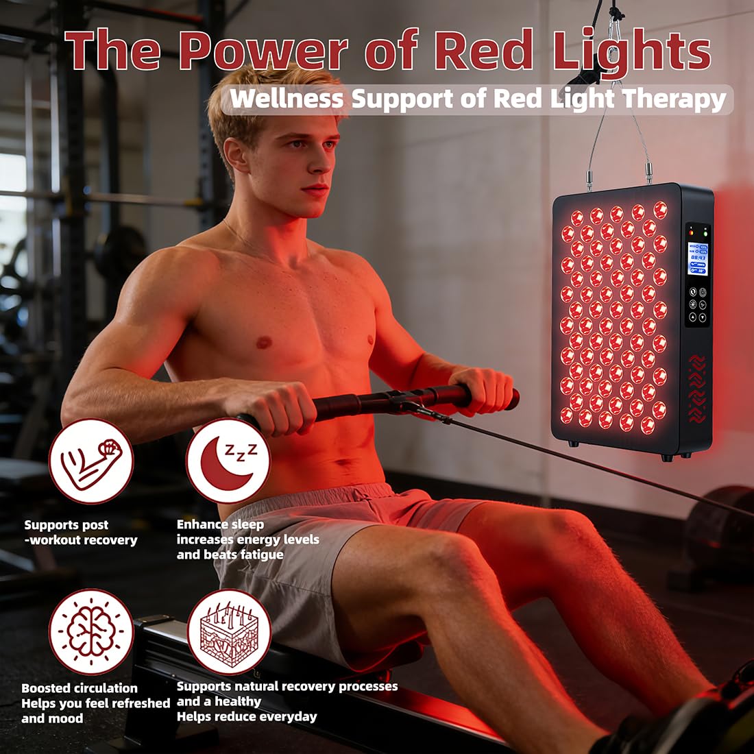 Red Light Therapy for Body & Face, 660nm 850nm Near Infrared Lamp with Timer and Remote, 70 Dual Chip LEDs Device with 350W of Power, for Skin Care, Better Sleep & Recovery