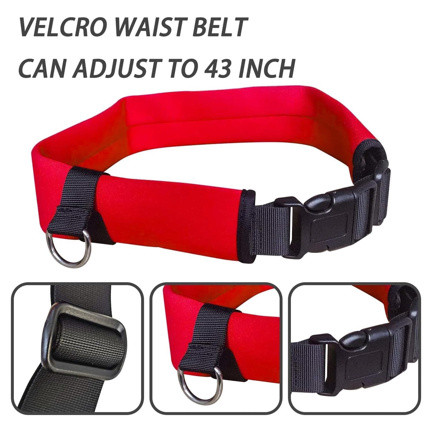 UCEDER Swim Belt Swim Training Belt with 2.2M Bungee Cord Adjustable Swim Tether for Swim in Place Swimming Pool Trainer Belt for Stationary Harness Aquatic Resistance Water Exercise (Red)