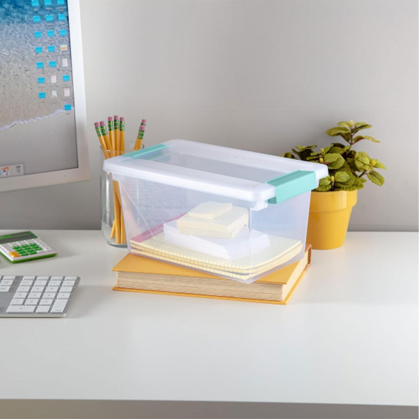 Sterilite Medium Clip Box - Stackable Storage Bin with Latching Lid for Organizing Home & Office | Clear