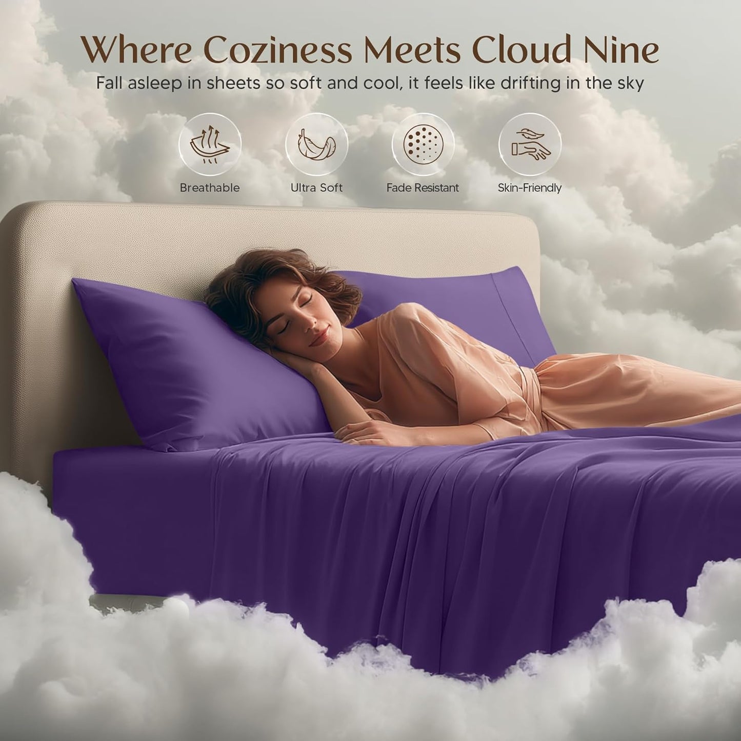 Utopia Bedding Twin Sheet Set - Soft & Breathable Microfiber, 3-Piece Bed Sheets for Twin Size Bed | Oeko-Tex Certified (Egg Plant)