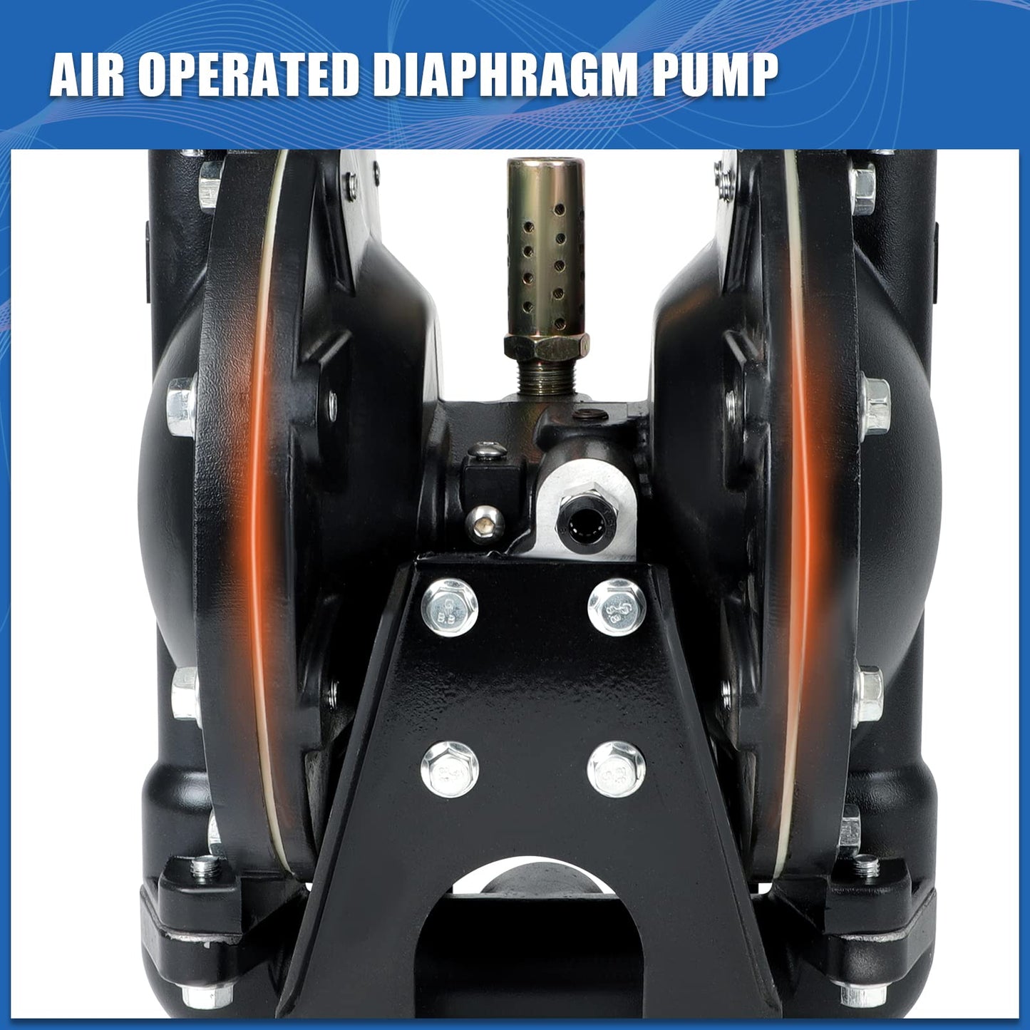 Dollate Air Operated Double Diaphragm Pump QBY4-25L 1 inch Outlet 35 GPM Pneumatic Transfer Max 120 PSI Industrial Use Chemical Waste Oil Dual Dissepiment Nitrile Fluorine Rubber by Cast Iron