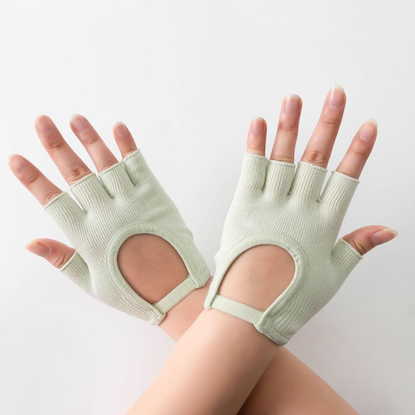 KANGQL Gym Gloves, 2Pcs Silicone Antislip Five Finger Workout Glove Weight Training Gloves Gym Gloves Weight Lifting Gloves for Men Women, Beige