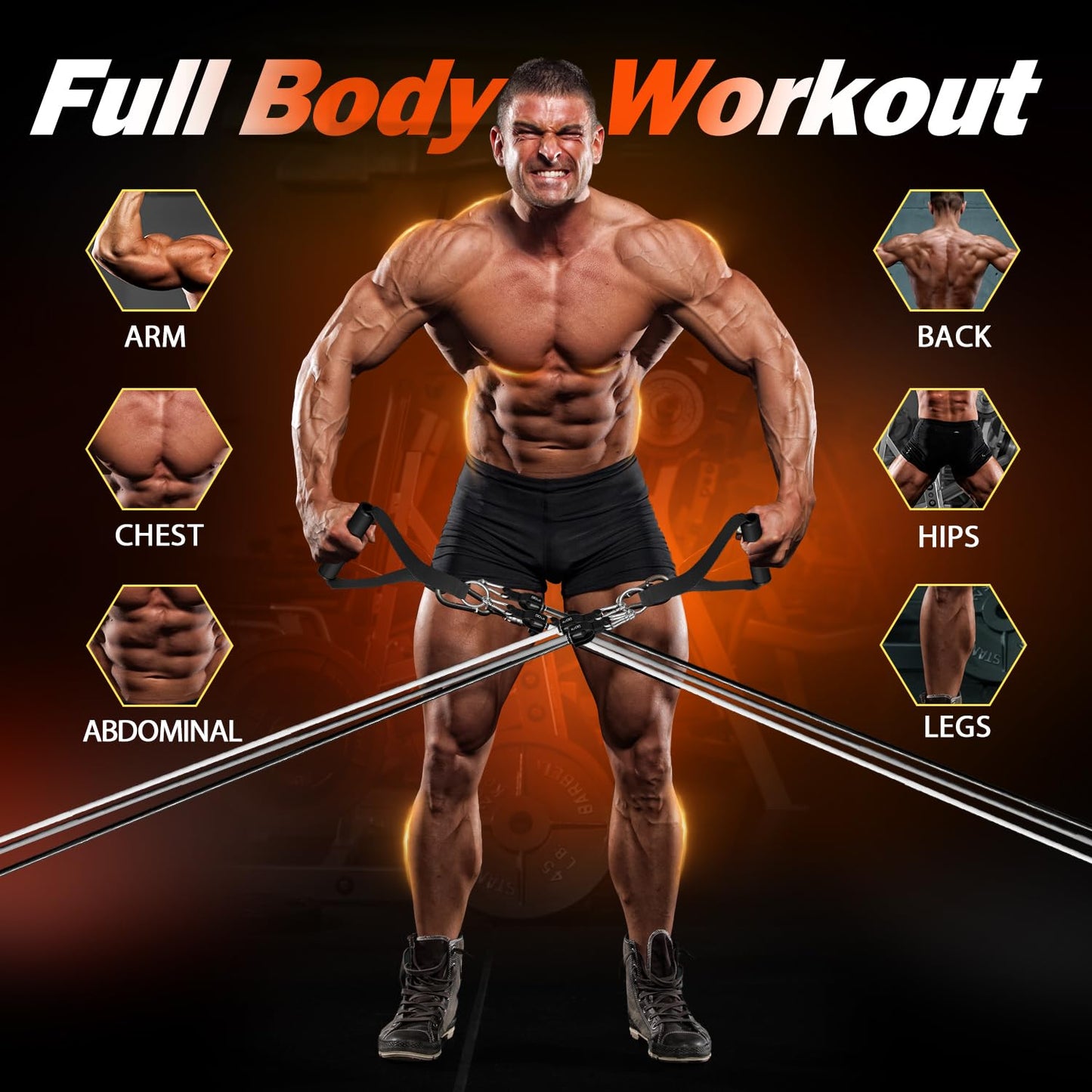 WHATAFIT Resistance Bands, Exercise Bands，Resistance Bands for Working Out, Work Out Bands with Handles for Men and Women Fitness, Strength Training Home Gym Equipment