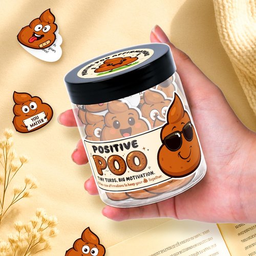 Funny Positive Poo Affirmation Cards Jar - Funny Gag Gift for Women, Men, Teens, Coworkers, Best Friend - Poop Emoji Gifts - Poop Gifts - Emotional Support Poo
