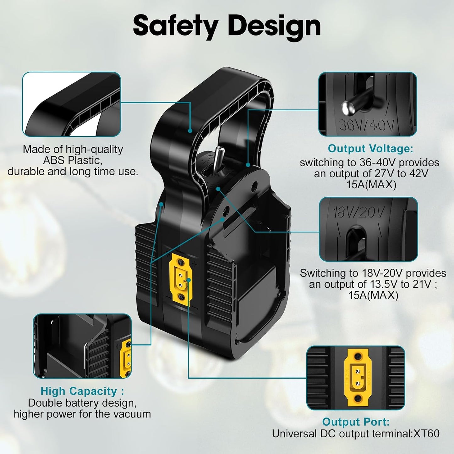 YNDZ 2 1 2Packs 18V Terminals,14AWG in Power Wheel Battery Adapter,for for Makita Battery Dual Voltage Output