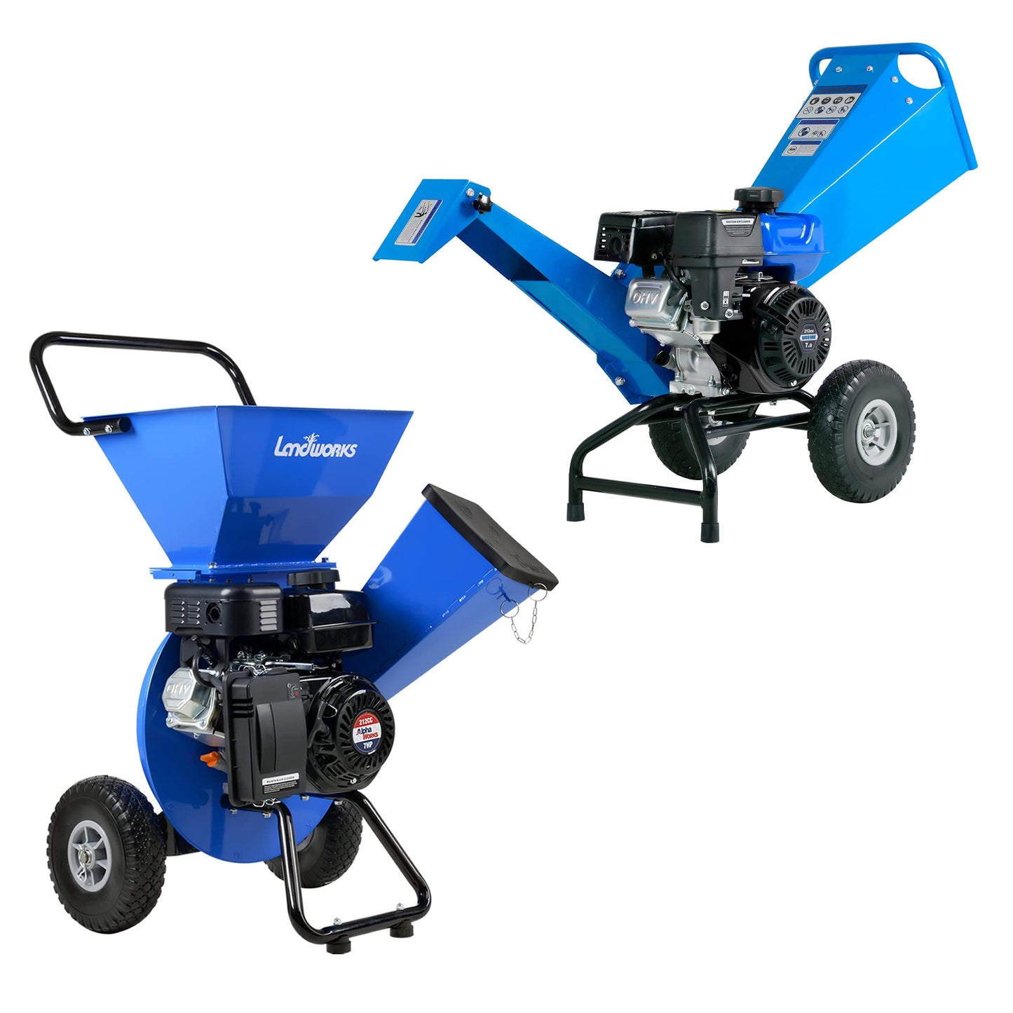Landworks Wood Chipper 3 in 1 Multi-Function 3" Inch Max Capacity & Wood Chipper Compact Rotor Assembly Design 3" Inch Max Capacity