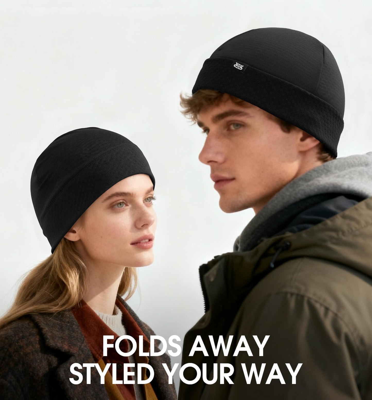 THINDUST Winter Thermal Skull Cap for Men Women - Warm Breathable Running Cycling Skiing Outdoor Helmet Liner Beanie Black