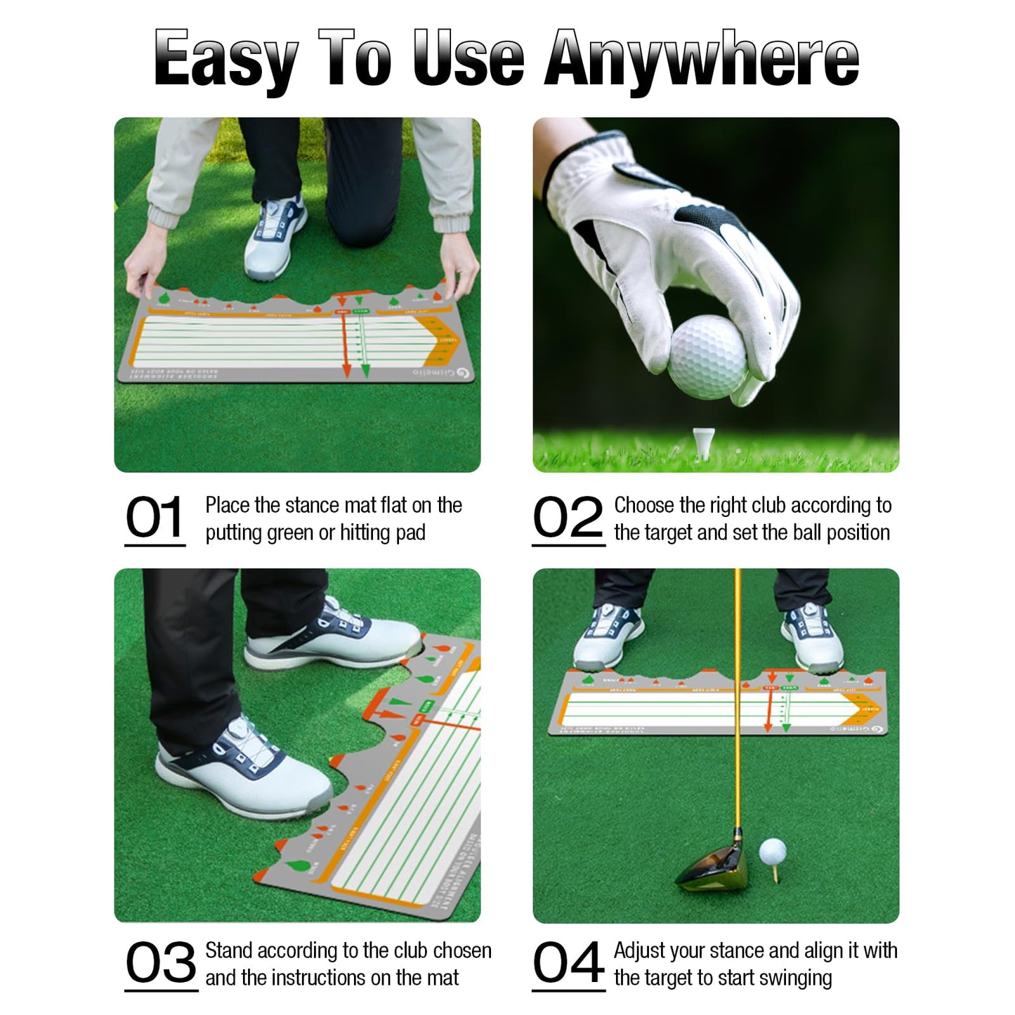 Golf Training Mat for Beginners | Posture Assistance and Entry-Level Stance Corrector | Golf Training Aids Pad for Men Women (Gray)
