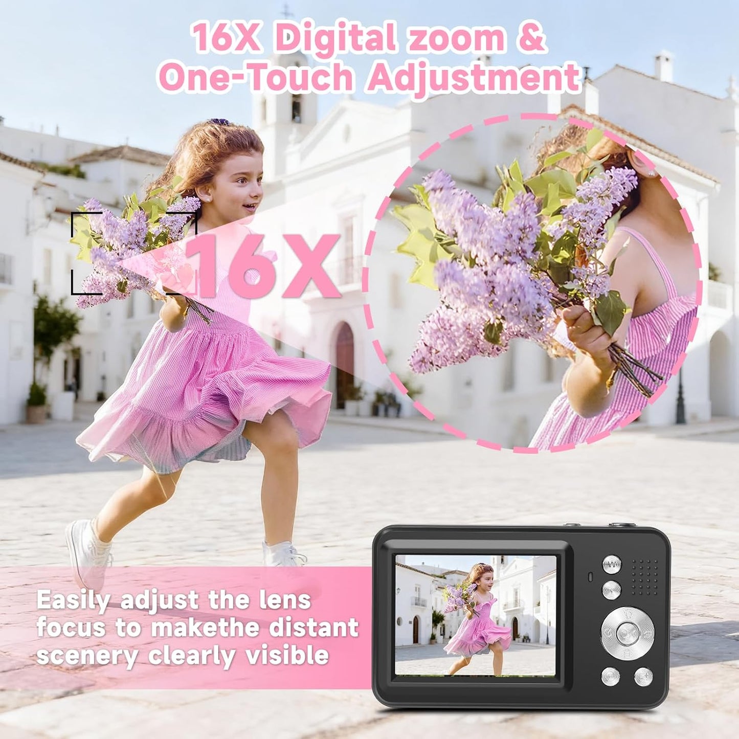 fceoul Kids,1080P 48MP 32GB 16X Digital Camera for Point and Shoot Digital Cameras with Memory Card and Digital Zoom