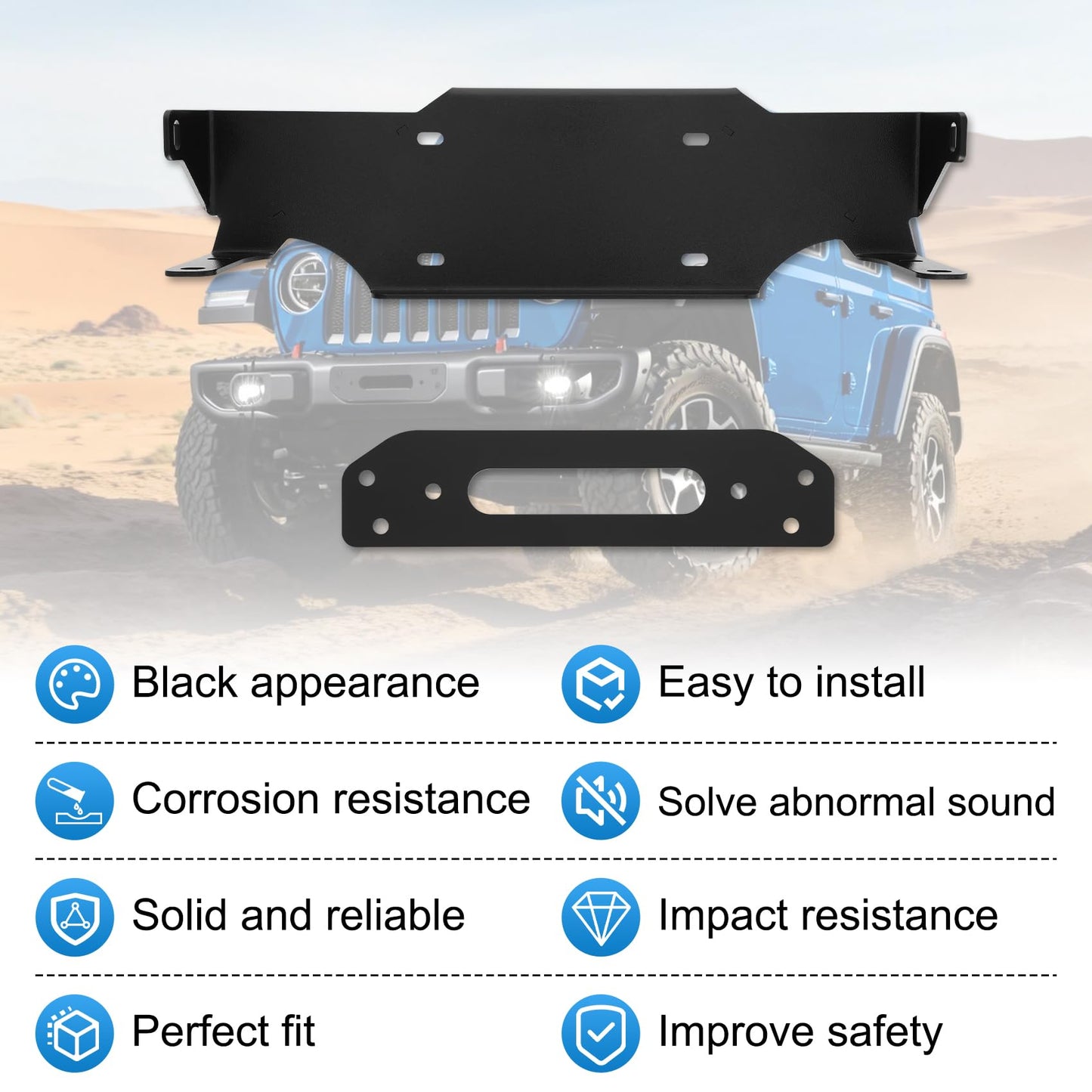 Saree Winch Mounting Plate for 2018-2024 Jeep Wrangler JL (10652) - Heavy-Duty Winch Mount Bracket, Direct Bolt-On Installation, No Drilling Required