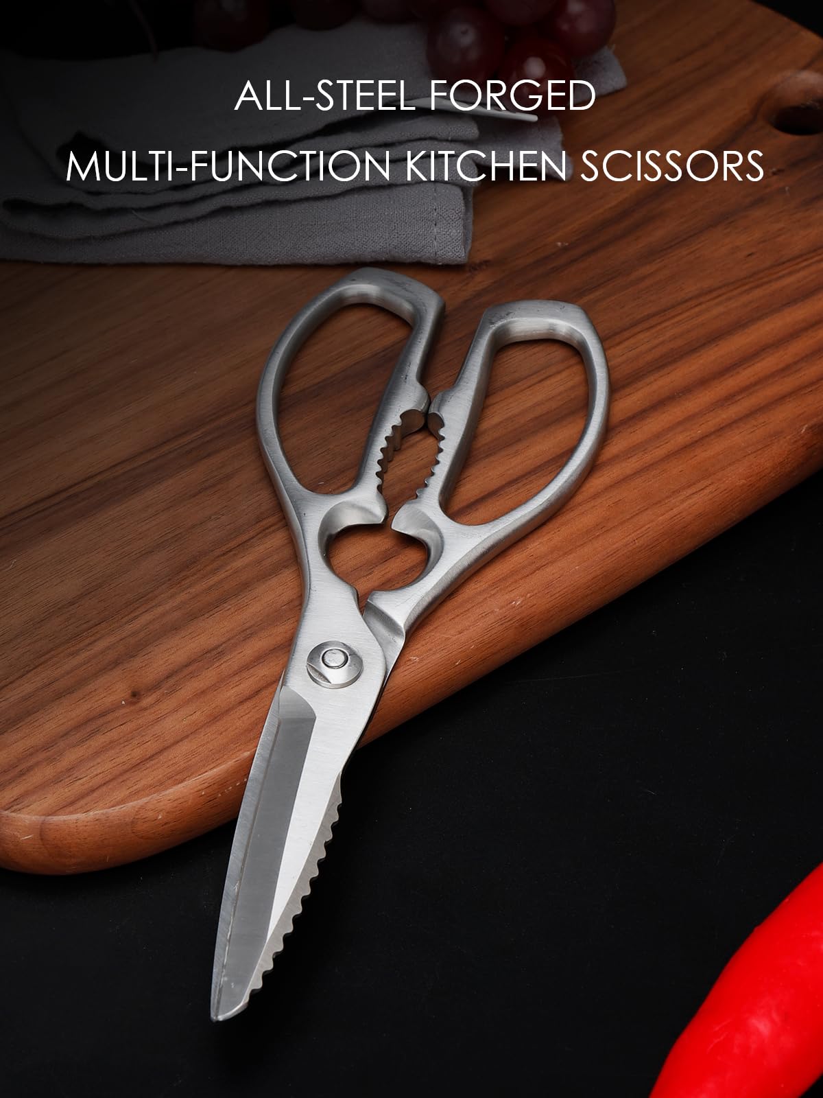 SimCoker Kitchen Scissors, Forged Stainless Steel Heavy Duty Kitchen Shears, Dishwasher Safe Cooking Scissors for Meat, Poultry & Vegetables