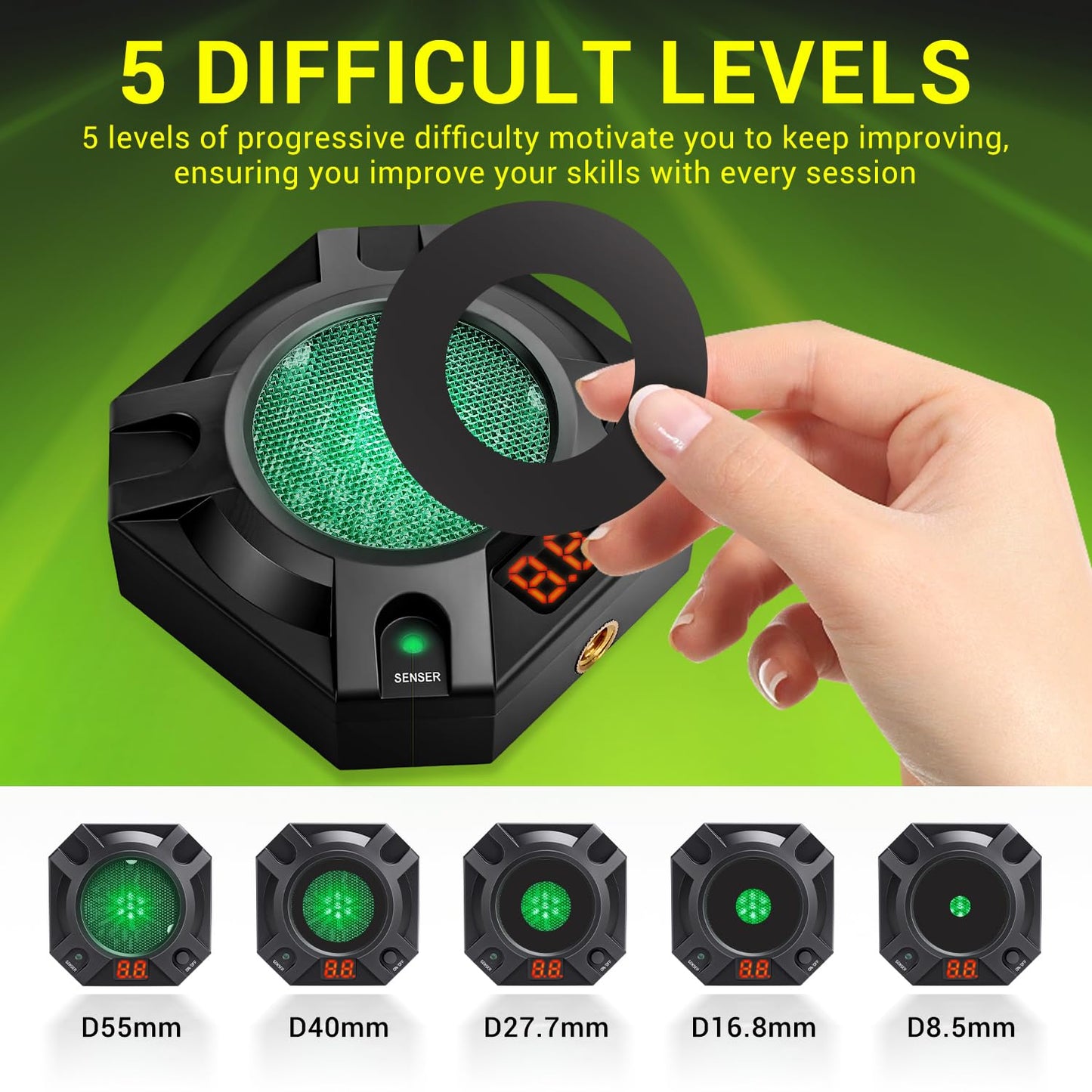 ARVAGGCY Dry Fire Training System,Laser Shooting Target,Compatible with 9mm/380ACP/40S&W/45ACP and More Types of Training Cartridges, LED Counting Feedback