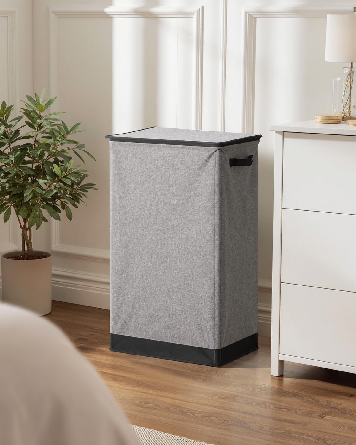 SOLEDI Laundry Hamper - 100L Collapsible Clothes Basket with Lid & Removable Bag | Grey