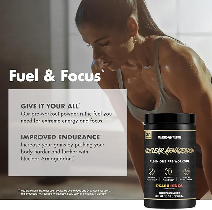 Anabolic Warfare Nuclear Armageddon Pre Workout Powder Pre-Workout for Men & Women with L-Citrulline, Beta Alanine Powder and Caffeine (Ballistic Berry Lemonade - 30 Servings)