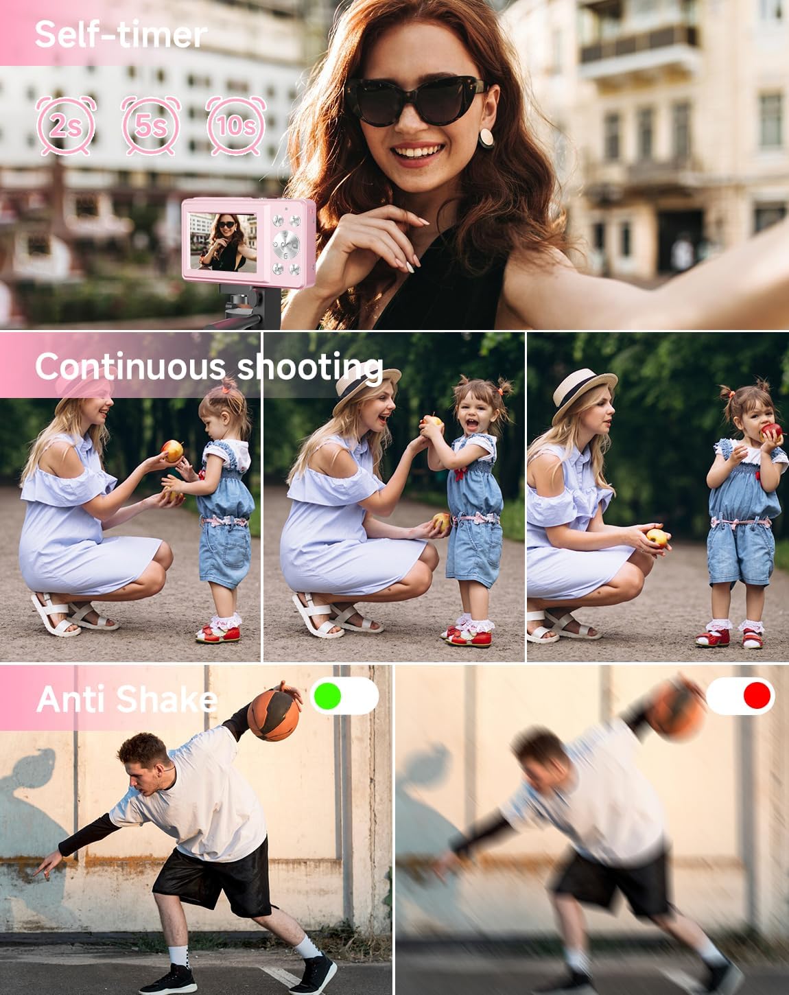 SMARTKLIK 1080P 44MP 16X 20 Digital Camera for Kids, FHD Point and Shoot Digital Camera with Face Detect, Smile