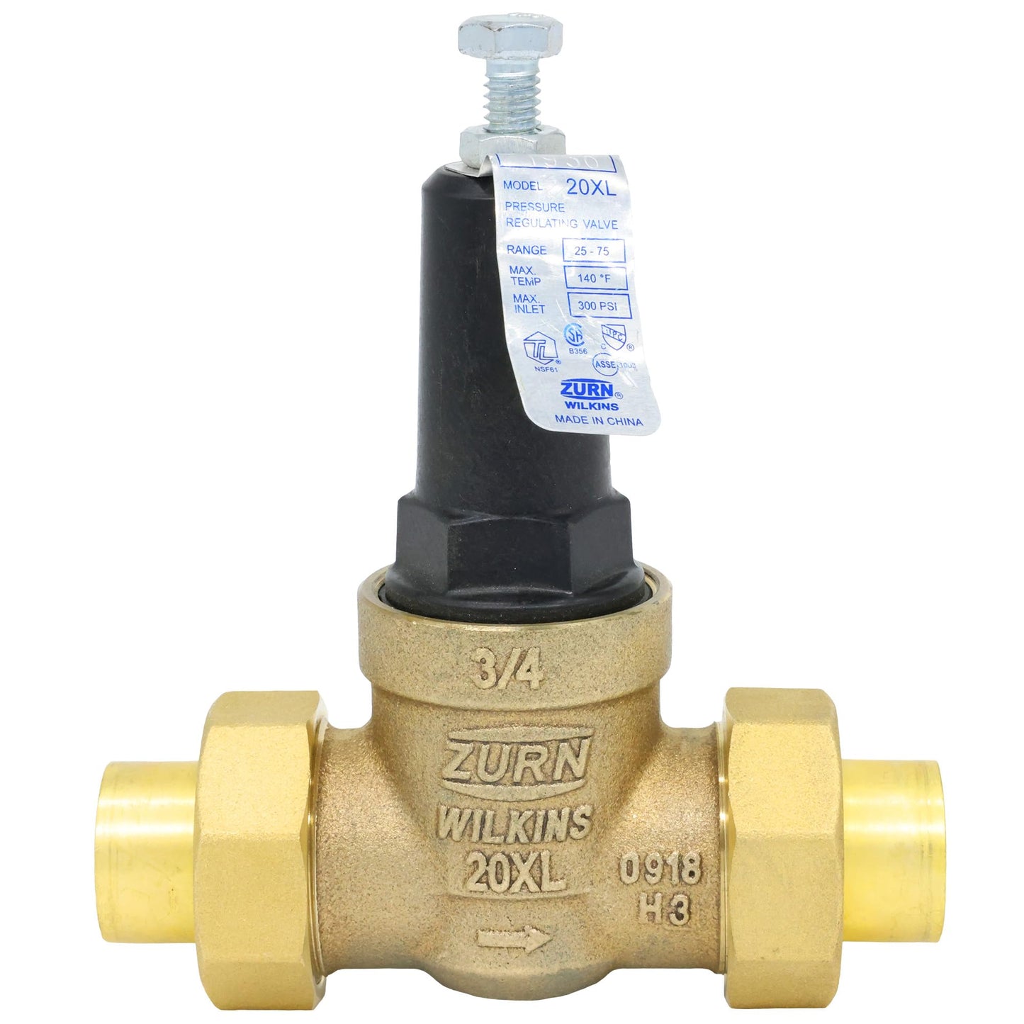 Zurn Wilkins 34-20XLDUC 3/4" 20XL Pressure Reducing Valve (Double Union Copper Sweat x Copper Sweat)