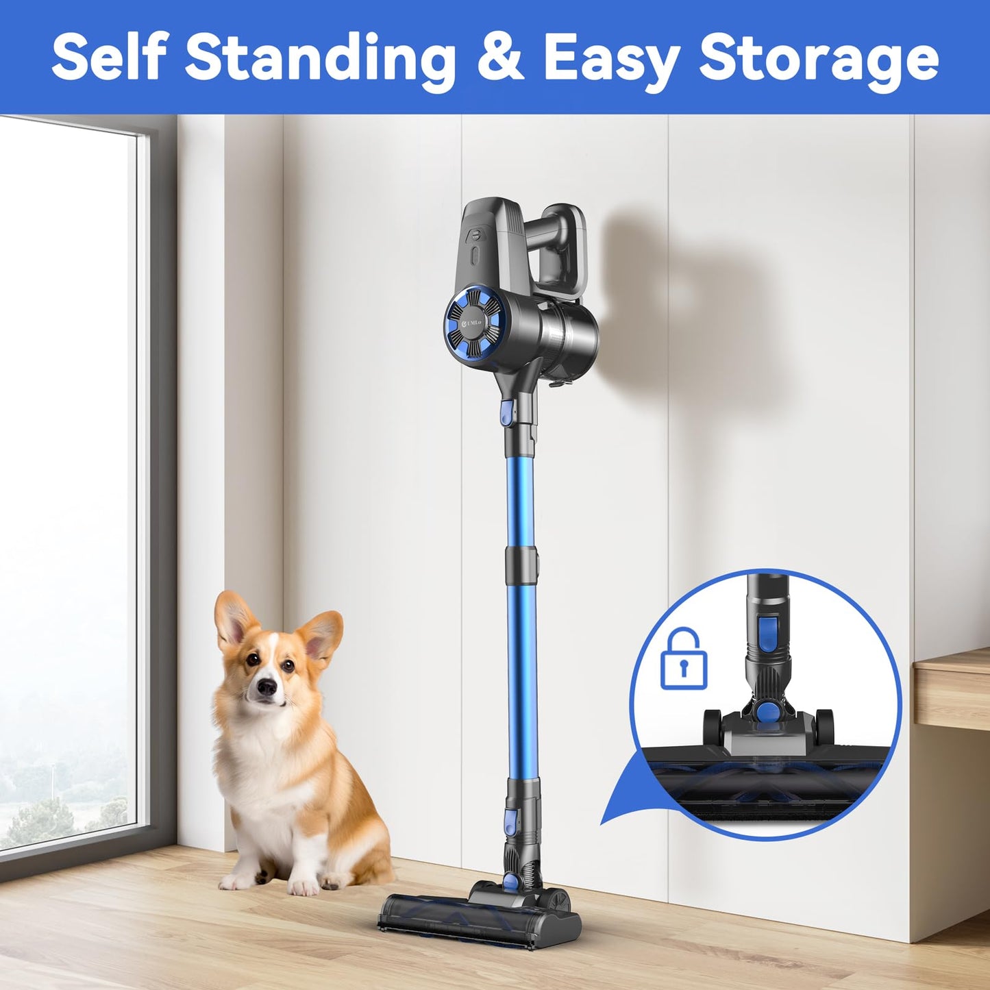 UML0 Cordless Vacuum Cleaner,8-in-1 Lightweight Stick Vacuum with Powerful Suction,Self-Standing,40 Mins Max Runtime,Rechargeable Vacuum Cleaners for Home,Hardwood Floor,Carpet,Pet Hair (Charcoal)