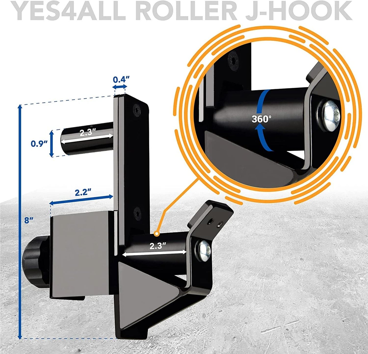 Yes4All Premium Spotter Arms And Barbell Holder Roller J-Hooks Attachment For 2x2 Power Rack/Power Cage/Squat Rack - 1,000 Lbs Capacity Attachments