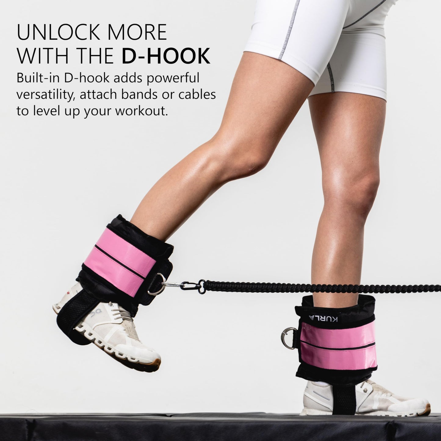Kurla 04 lb Adjustable Ankle & Wrist Weight with Heel Strap | Patented Design | Breathable Fabric | Ideal for Strength Training, Pilates, Rehab & Home Workouts | Pink – Pack of 2