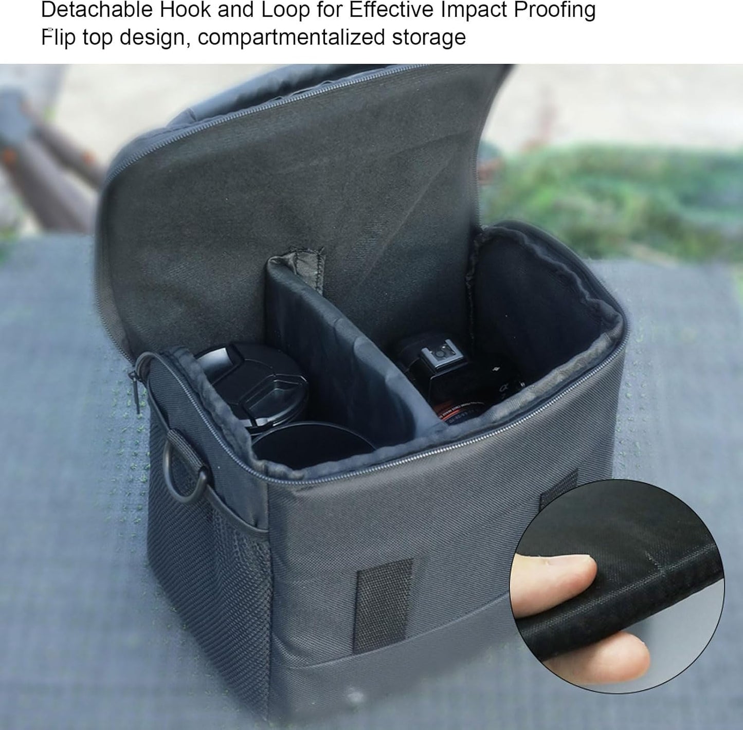 Akozon Large Capacity Water Proof Polyester Portable Mirrorless Camera Case with Detachable Shoulder Strap for Camera