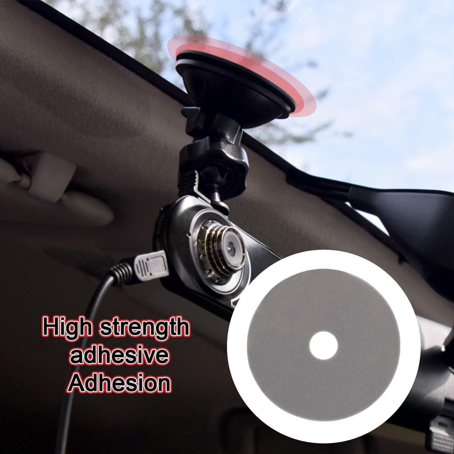 lasuroa 10pcs Heavy Duty Dash Cam Adhesive Pads, Round Double-Sided Adhesive Pads for Car Dashboard & Windshield High