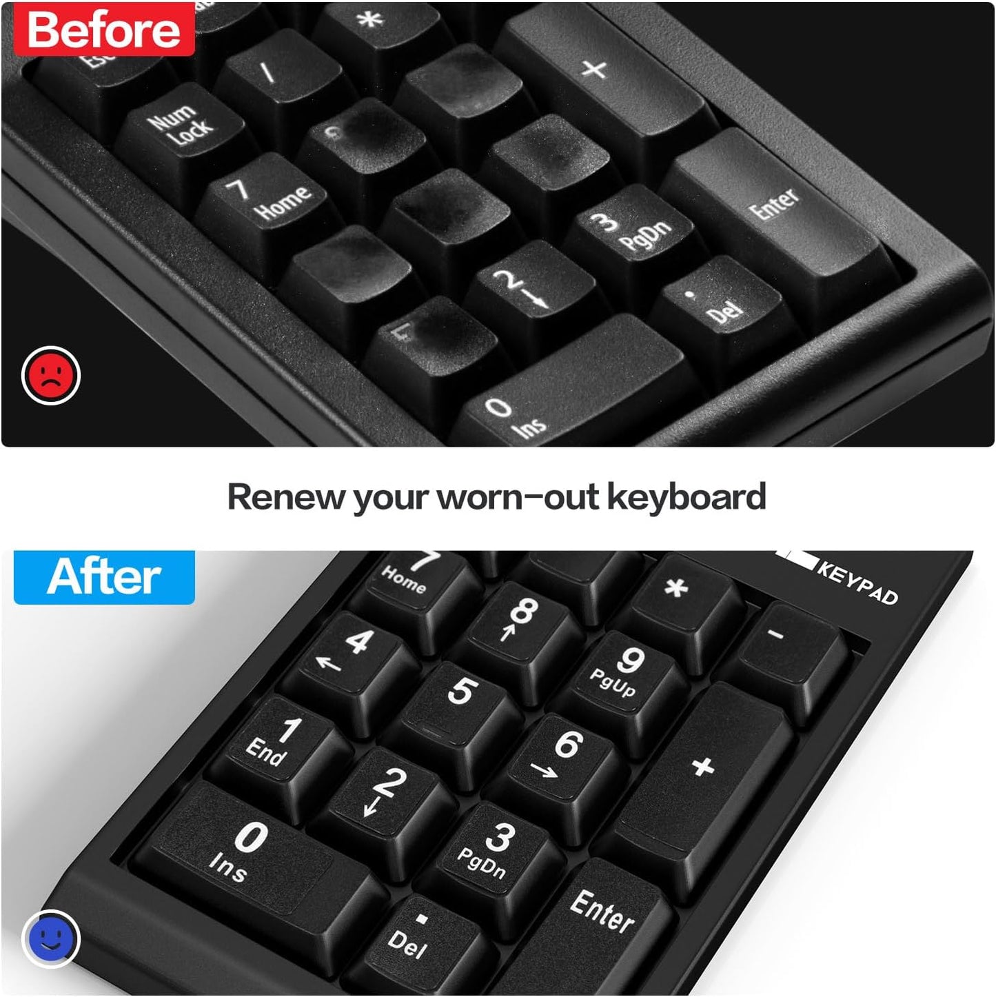 CaseBuy 2PCS Keyboard Number Stickers, Keyboard Number Pad Replacement Stickers Universal for Wireless Numeric Pad