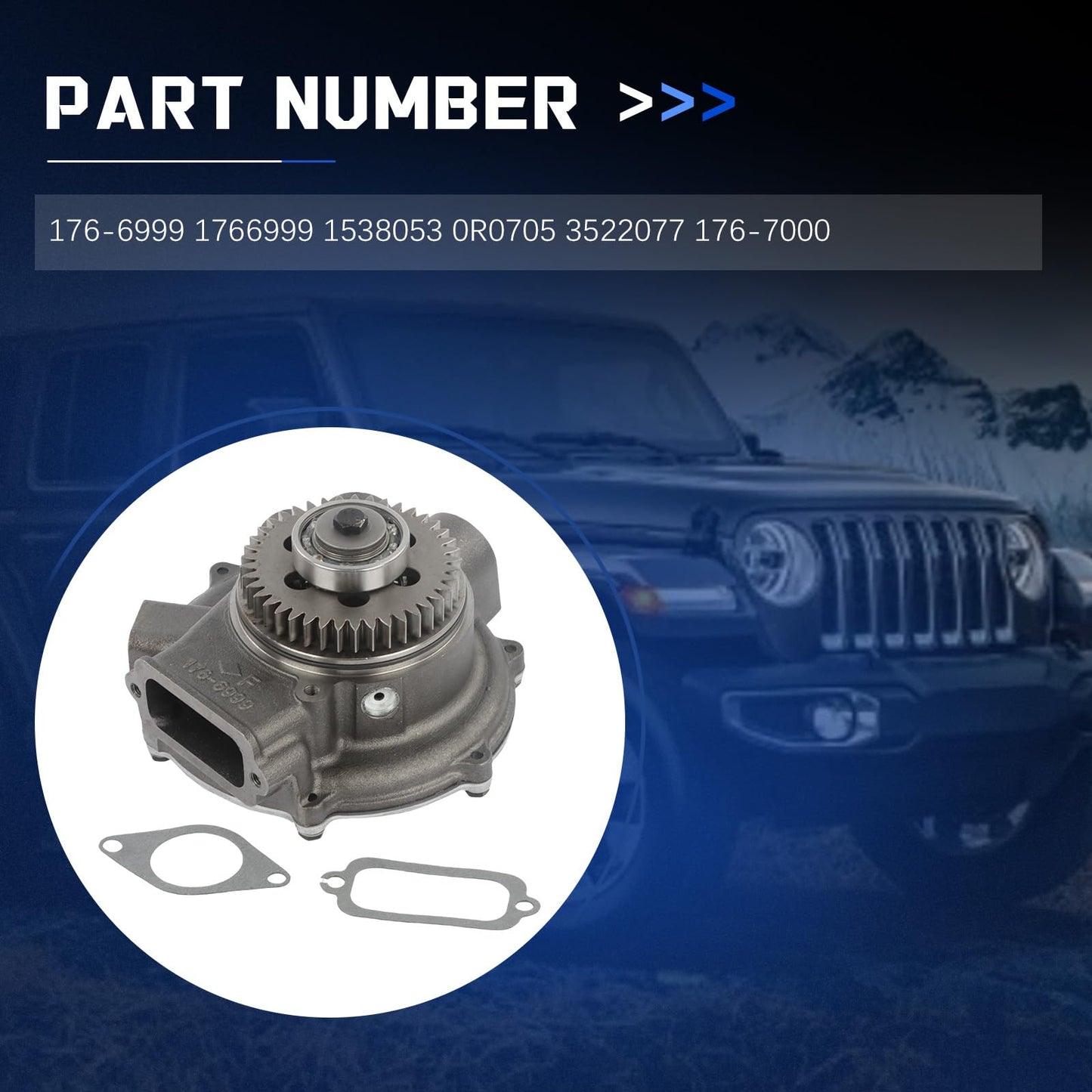 Zachager 176-7000 176-6999 1538053 0R0705 3522077 Water Pump OEM Upgrade Replacement for CaterpillarTruck 725 730 Engine C10 C12 3176C 3196 D7R II 3176C 65E 85E 75E 95E