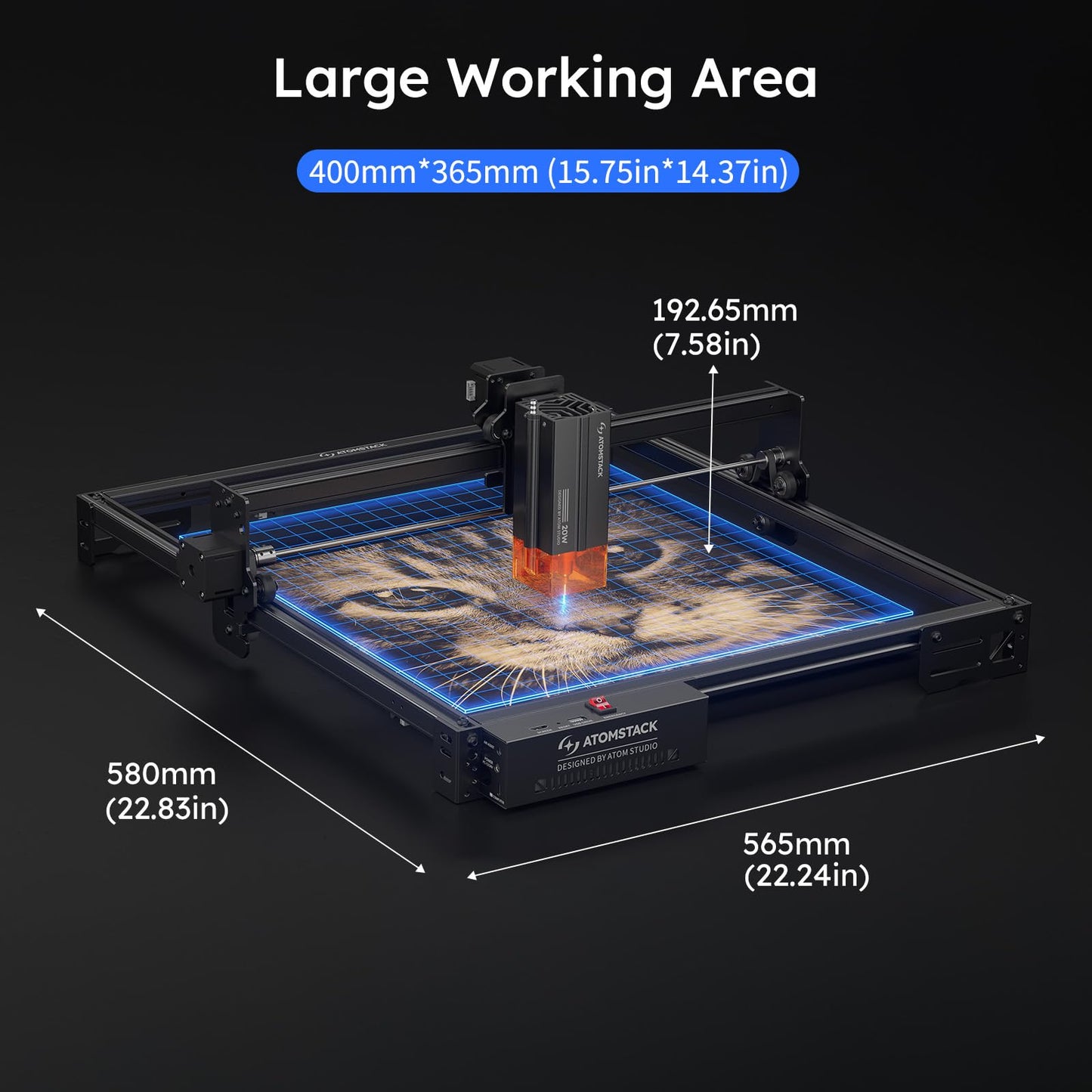 ATOMSTACK 20W A20 PRO V2 Laser Engraver, 0.06mm High Accuracy Laser Cutter for Wood, Metal, Acrylic and Glass, Professional DIY Laser Engraving Machine with Eye Protection