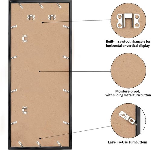 LaVie Home 13.5x40 Picture Frame - Black Panoramic Frame with HD Plexiglass for Wall Display