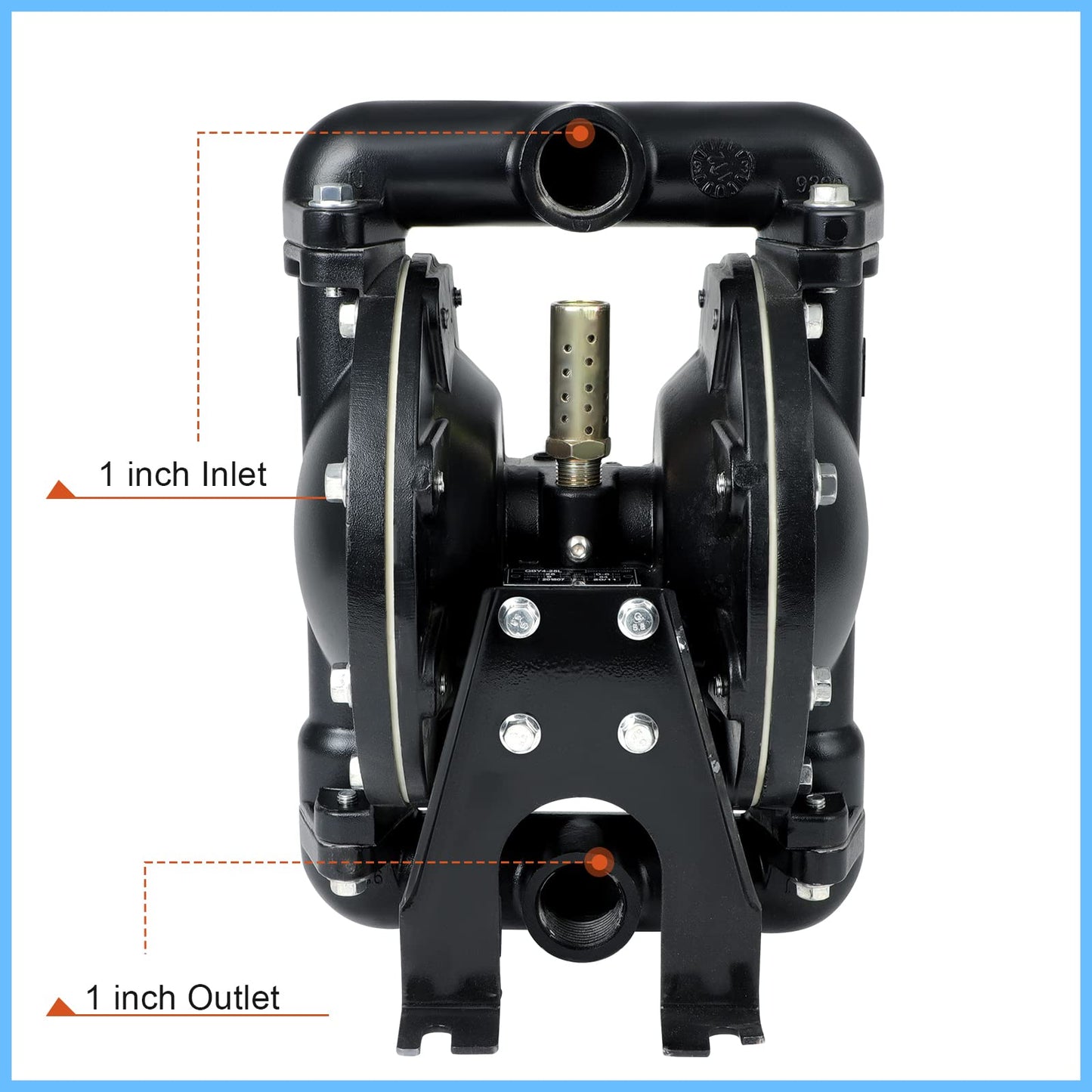 Air Operated Double Diaphragm Pump Pneumatic Waste Oil Transfer Pump for Chemical Dual Diaphram Polypropylene Nitrile Rubber by Stainless Steel Plastic (black, 1/2 inch Inlet)