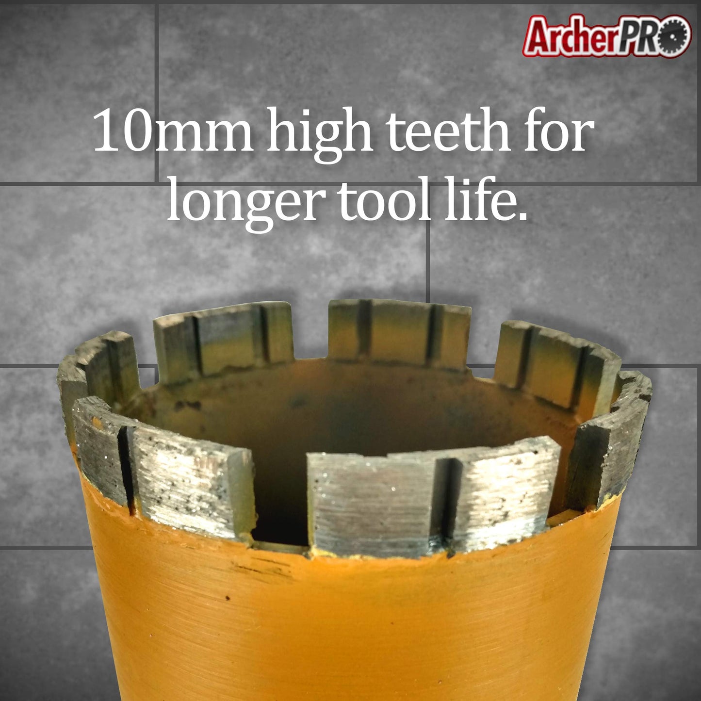 Archer PRO 8” in. Diamond Turbo Core Drill Bit/Hole Saw for Concrete Drilling and Masonry. 14” Drill Depth, 1-1/4” in. -7 Arbor for Core Drill Stand Rig, Dry and Wet Use