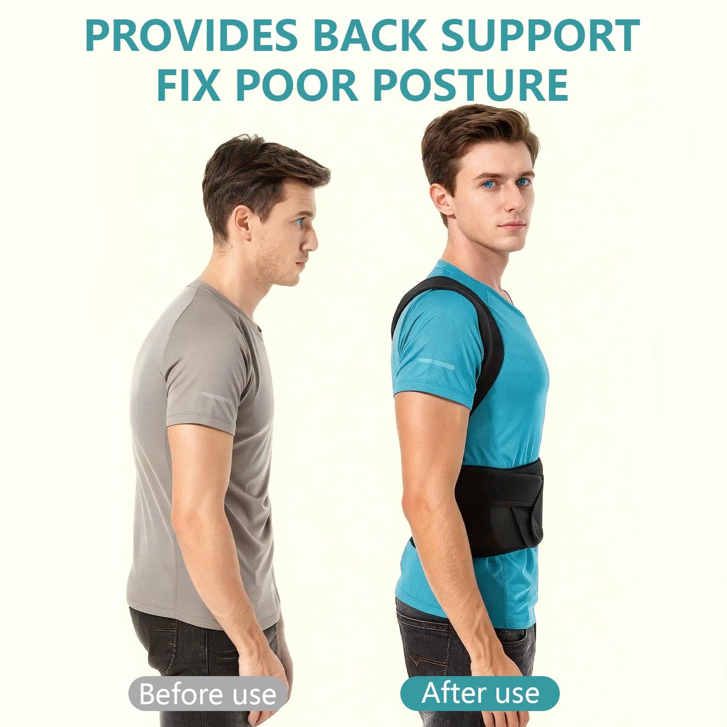 Realtop Upgraded Back Brace,Posture Corrector,Lumbar Support with Shoulder Support,Adjustable Full Back Straightener for Upper & Lower Back Pain Relief, Hunchback, Scoliosis & Spine Alignment (M)
