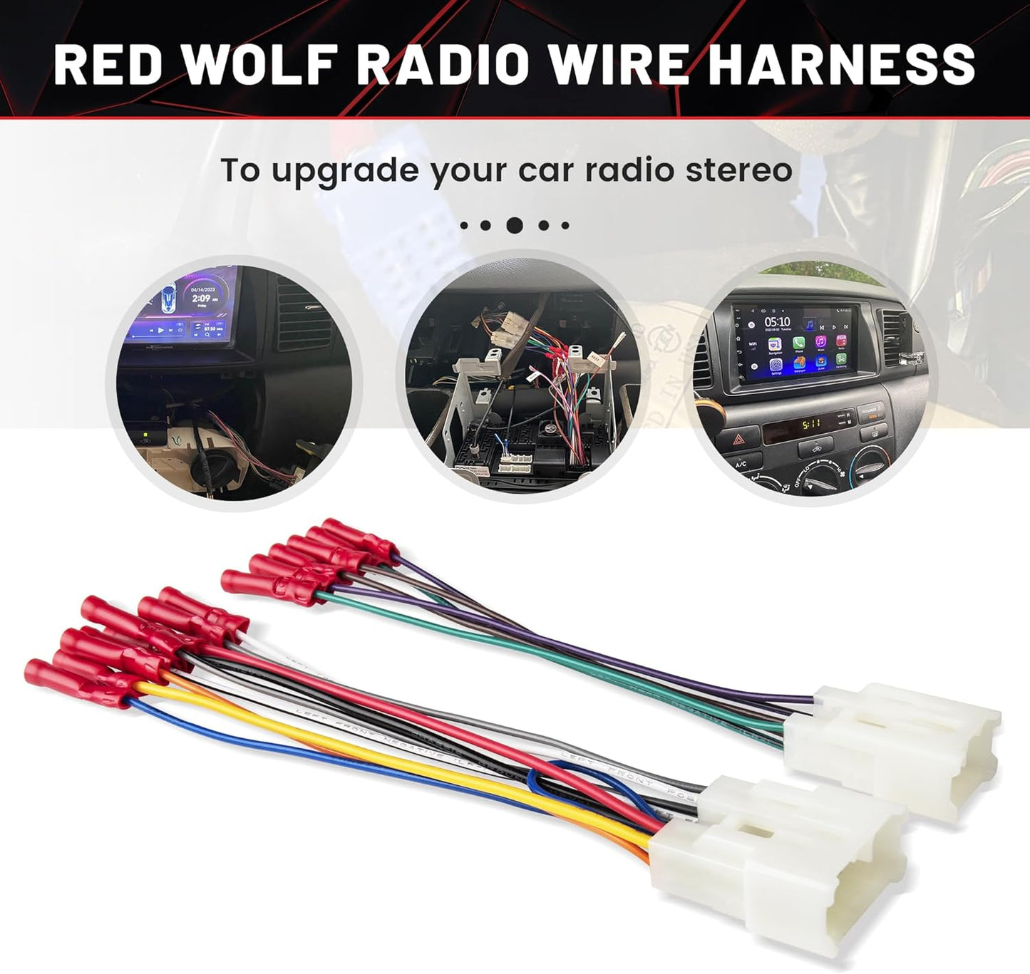 1992-2019 4Runner RAV4, 2014-2018 RED WOLF Car Radio Wiring Harness W/Pre-Install Wire Connector Butt for Toyota Camry