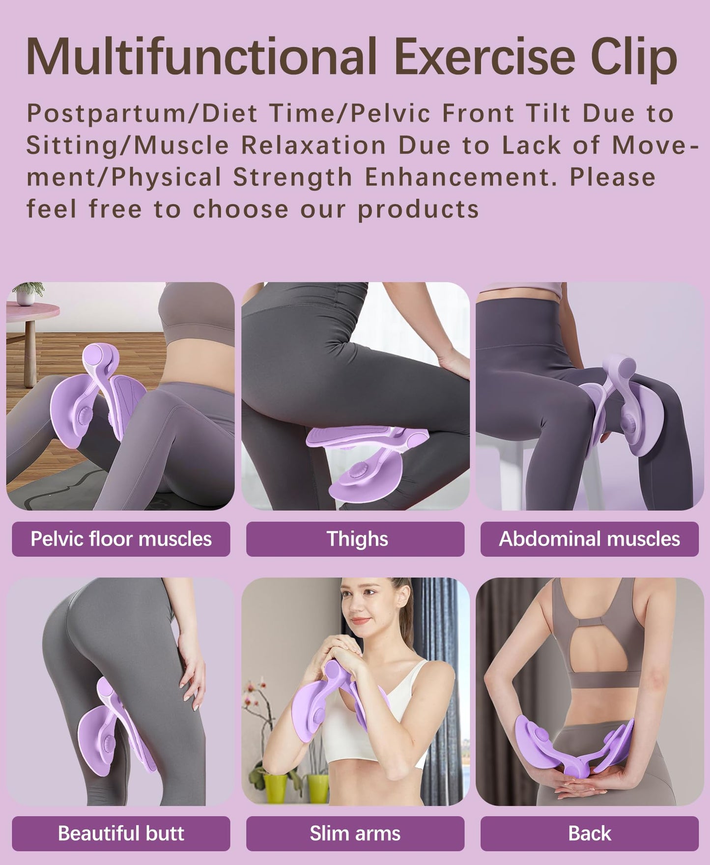Tinrief 35 LB Thigh Exerciser Kegel Exerciser, Pelvic Floor Trainer, Kegel Trainer for Postpartum Rehabilitation, Trimmer Inner Thigh, Thigh Toner Workout (35LB Purple)