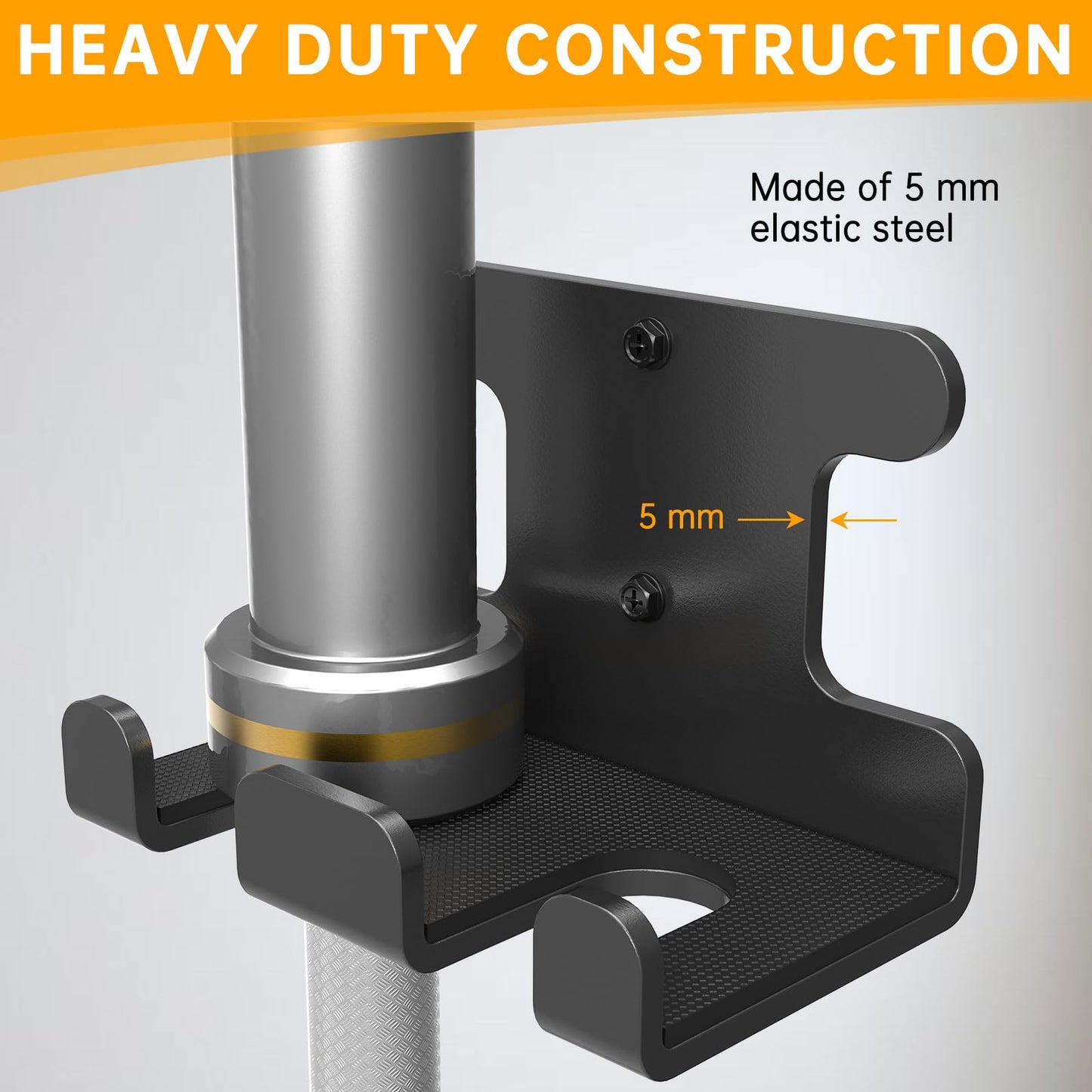 Double Vertical Olympic Barbell Hanger,Heavy Duty Barbell Holder Wall Mount, Garage Gym Bar Wall Rack, Vertical Barbell Mount Rack,Space Saving Commercial or Home Gym Accessory