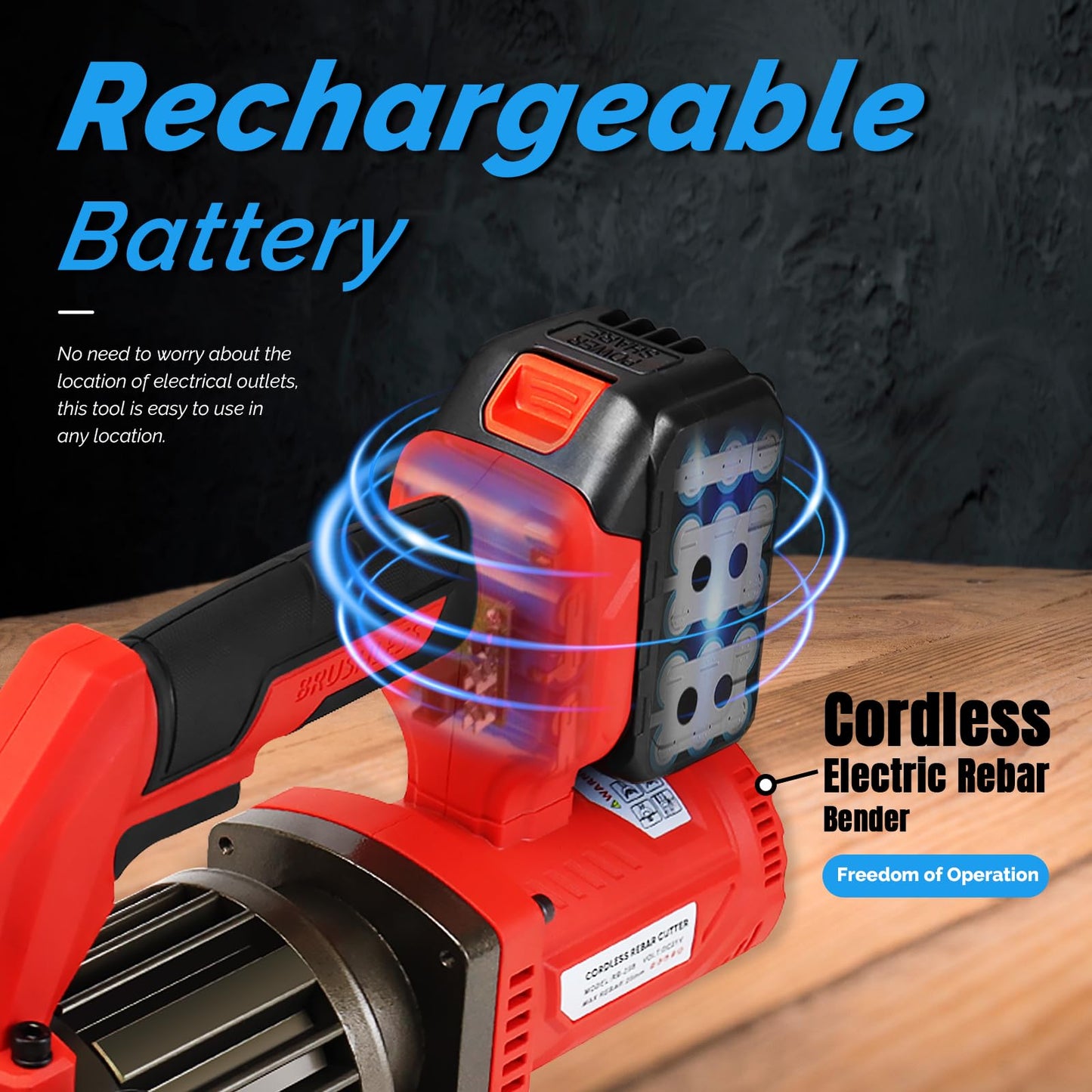 LOSCHEN Cordless Rebar Bender,Electric Hydraulic Rebar Bending Maching,Bending up to 3/4Inch 20mm #6 Rebar,Bending Angle 0-130 Degrees,Rechargeable Portable Handheld Rebar Bender Machine