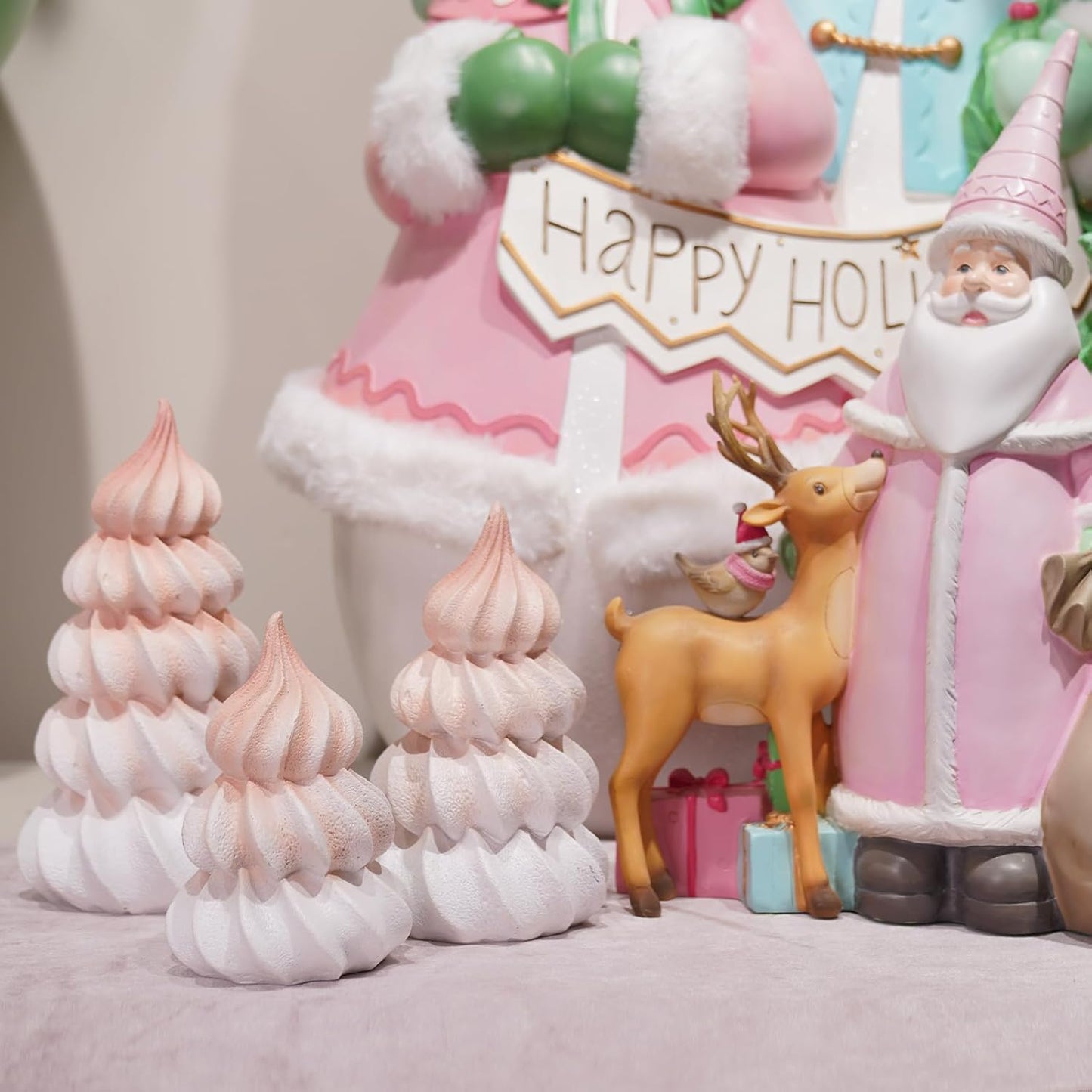 Resin Fantasy Meringue Tree Ornaments by Christmas Decorations | Unique Indoor Home Decor for Dining Table, Desk & Shelf - 11x11x21cm