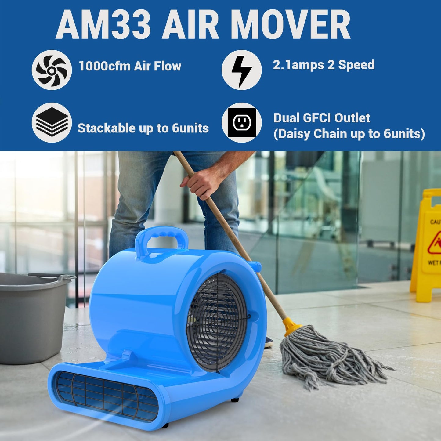 MOUNTO Restoration Equipment Bundle – 6× AM33 Air Movers, 1× DH80 Compact Dehumidifier, 1× HEPA 500 Air Scrubber – Complete Water Damage Restoration Package