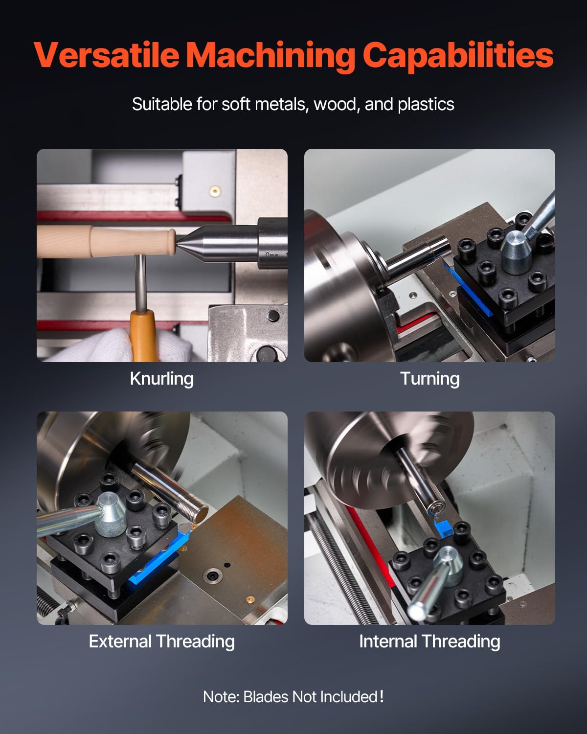 VEVOR Metal Lathe Machine, 8.7 x 18 in, Precision Bench Power Metal Lathe, Automatic Feed, 0-2500 RPM Variable Speed, 1250W Brushless Motor, for Processing Precision Parts Soft Metals Wood Plastics