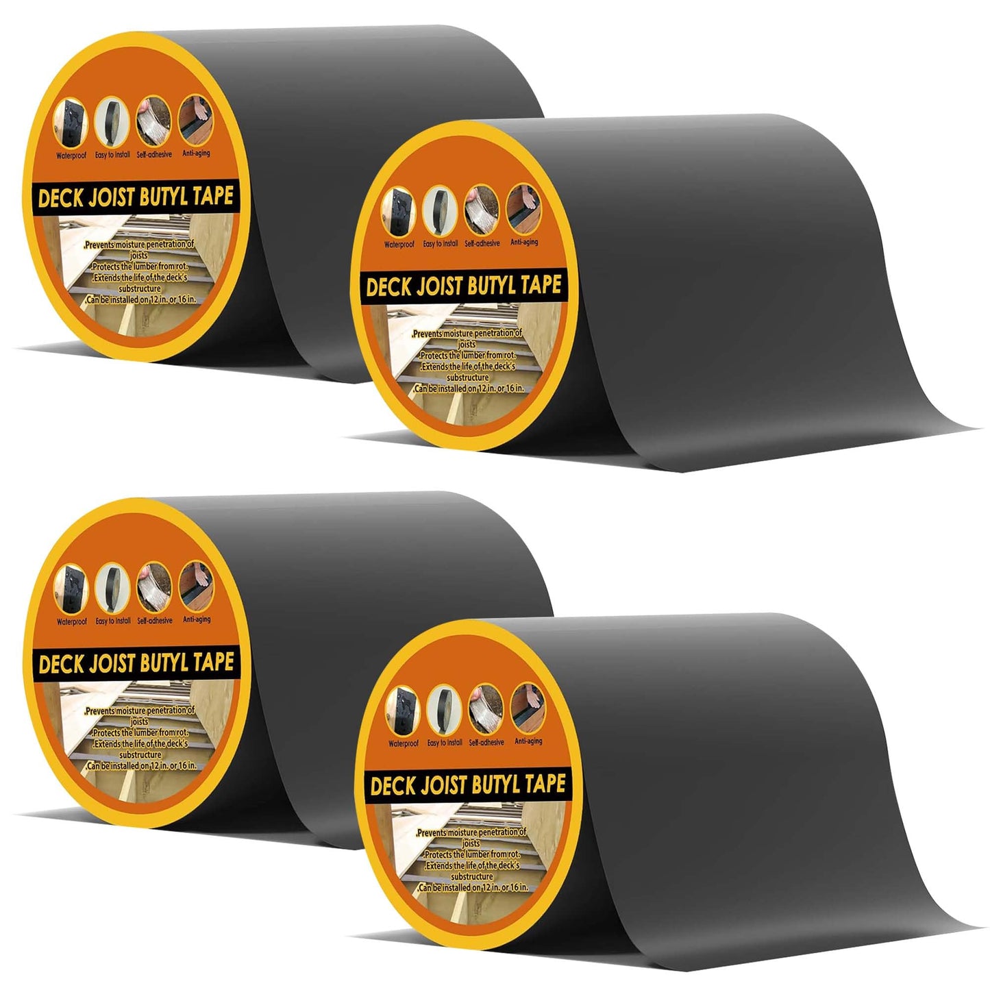JOAPRIL Joist Tape 6'' x 50', 4 Pack for Decking - Waterproof & Weatherproof Deck Tape for Joists and Beams Building