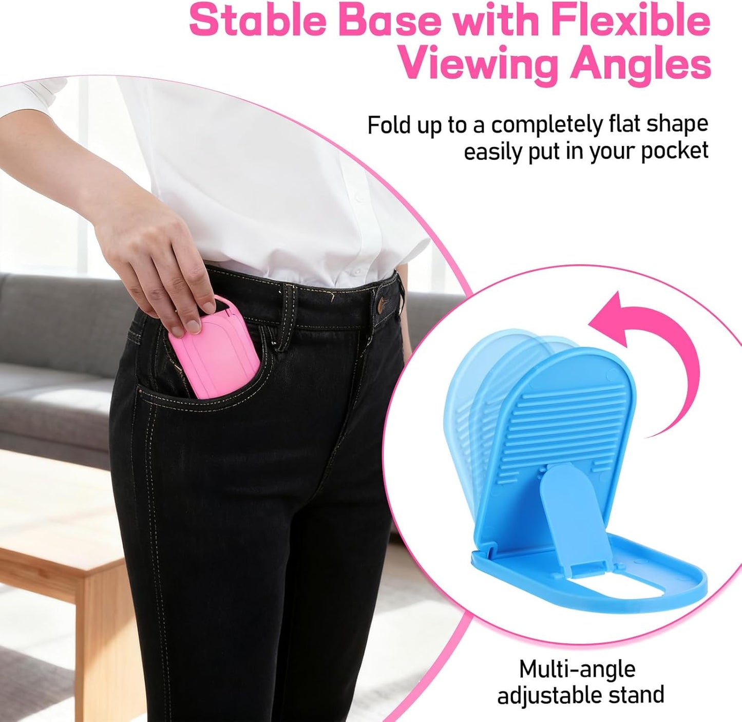 Apojgitn 6PCS Travel(6 Foldable Phone Stand - Colorful Desk Office Cell Phone Holder, Mobile Tablet Holder for Airplane